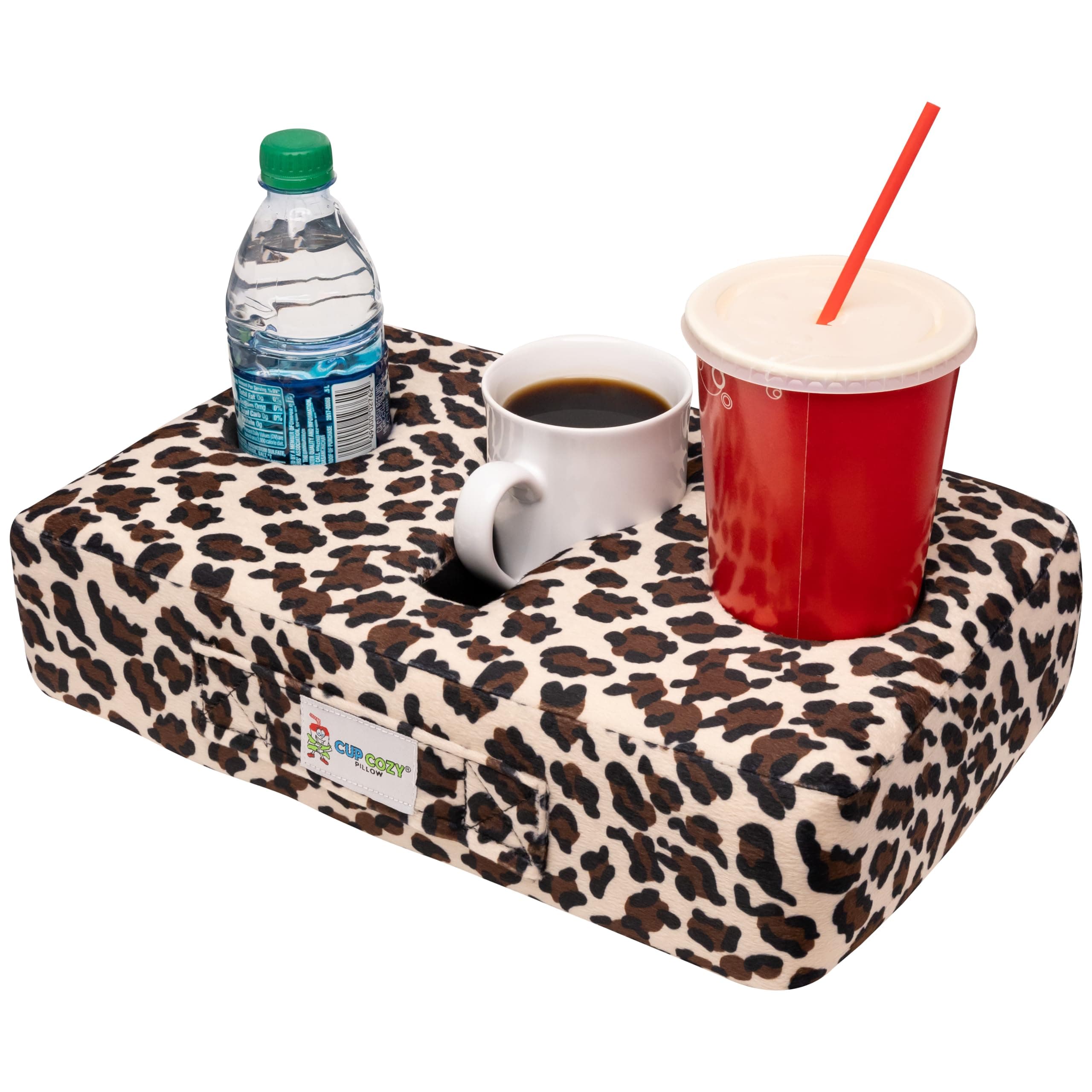 The Original Cup Cozy Pillow Gray-As Seen on TV-The World's Best Couch/Bed/Car Cup Holder for Drinks/Snacks/Remotes! (Cheetah Leopard)