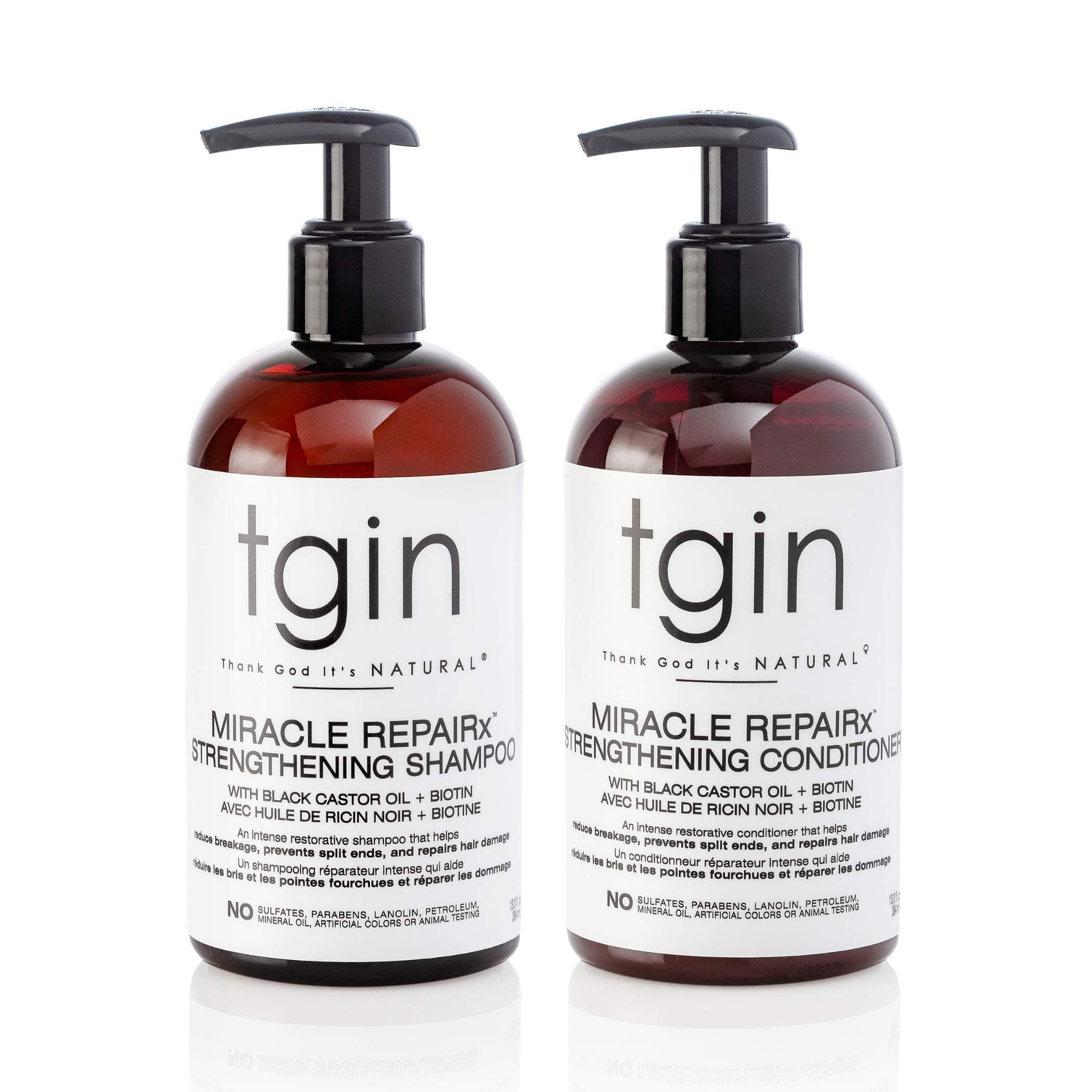 Thank God It's Natural tgin Miracle RepaiRx Strengthening Shampoo and Conditioner Duo For Natural Hair - Dry Hair - Curly Hair