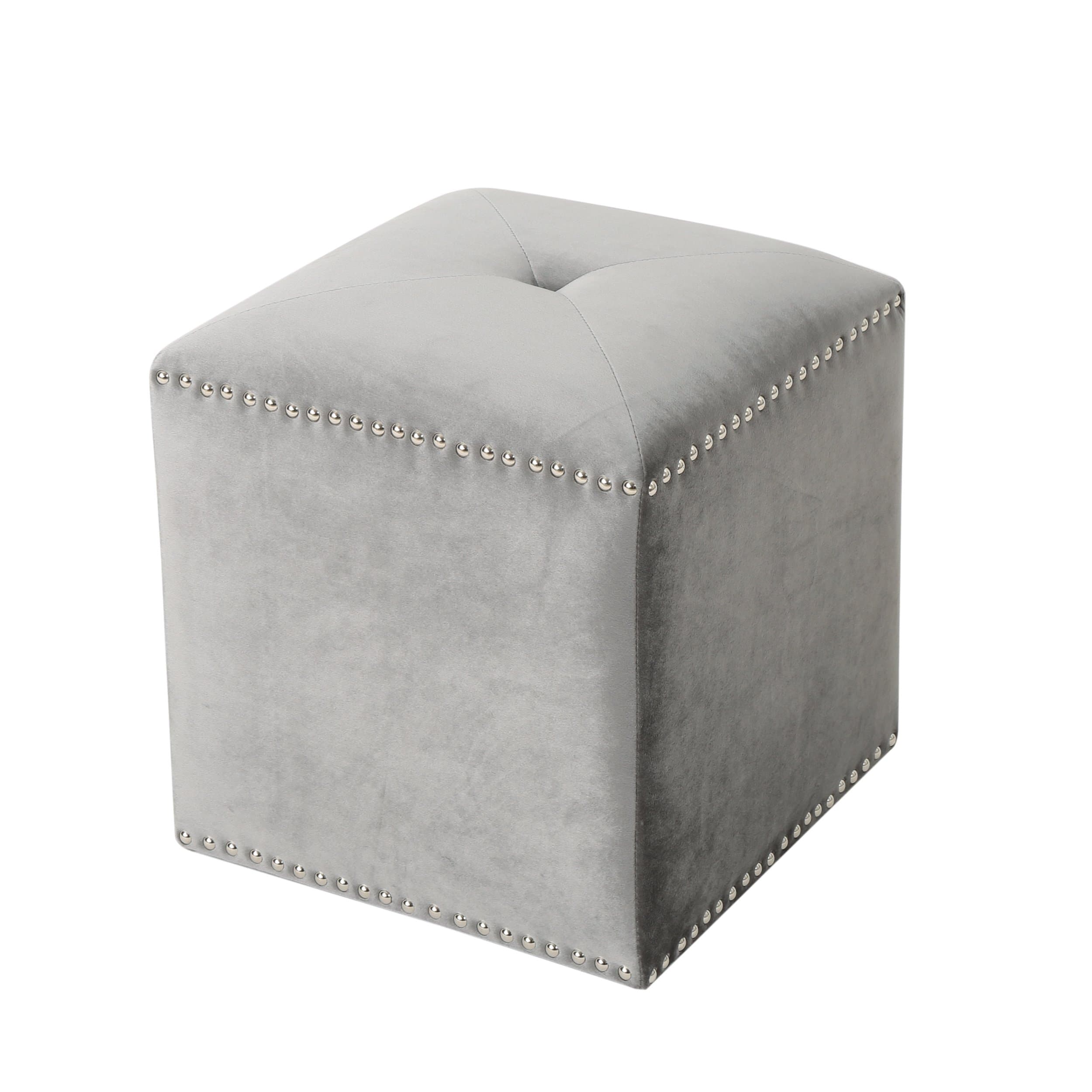 Christopher Knight Home Allen Glam Velvet Ottoman, Smoke
