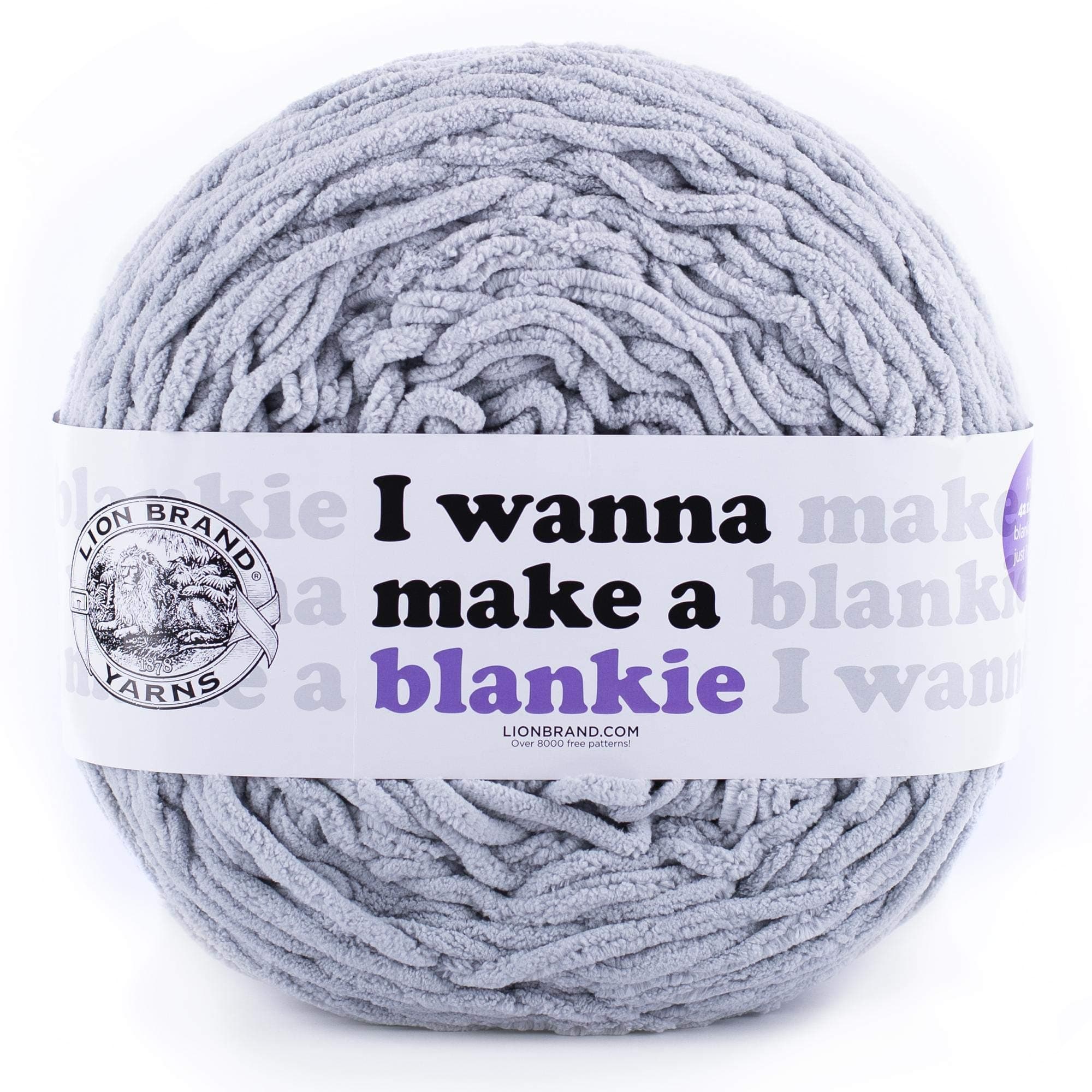 Lion Brand Yarn Company 532-150 I Wanna Make A Blankie Yarn, Pearl Grey, One Skein
