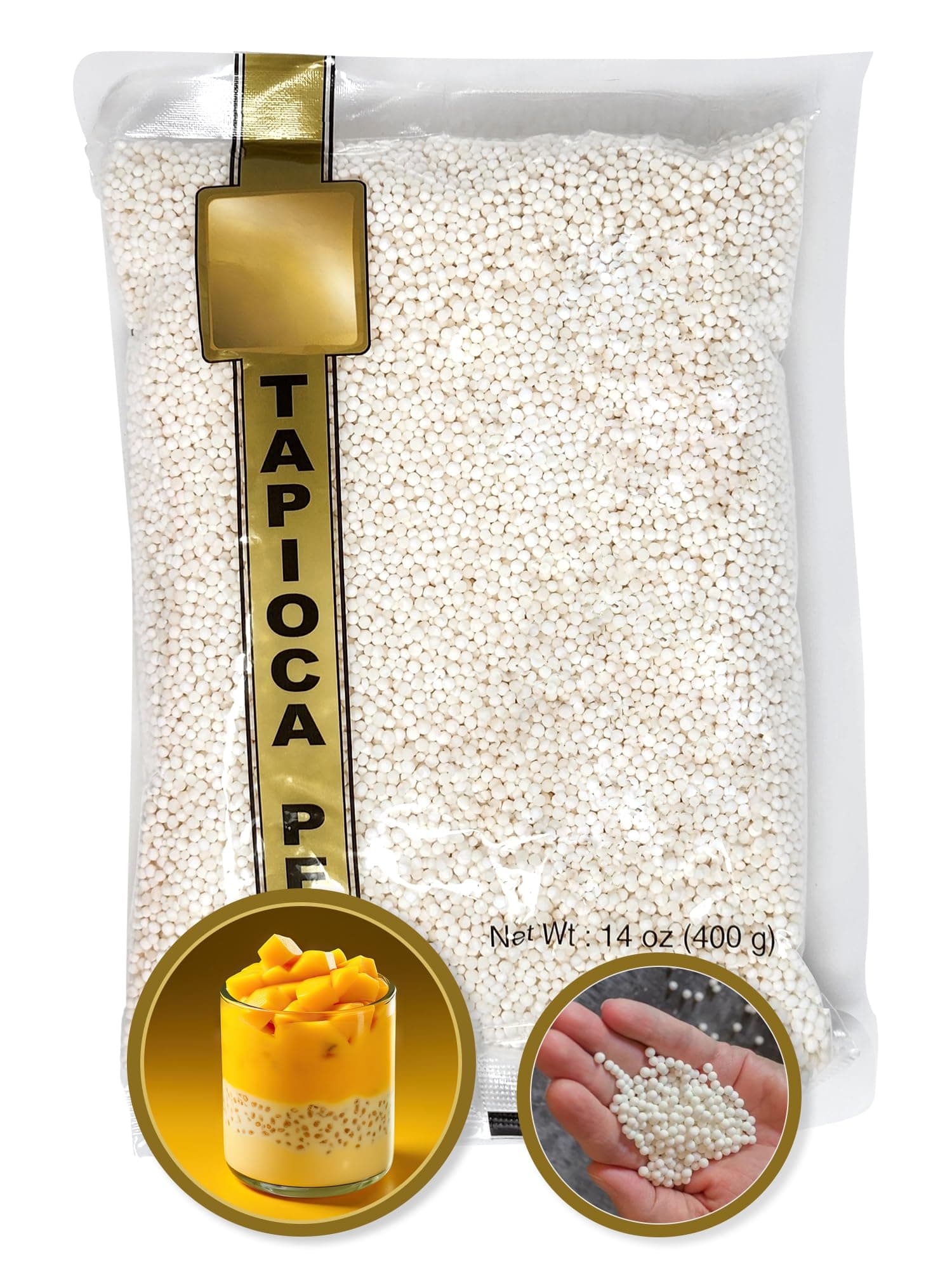 Small Tapioca Boba Pearls Sago Balls from Cassava - Best for Bubble Boba Milk Tea, Tapioca Pudding, Desserts, Soup or Sauce Thickening