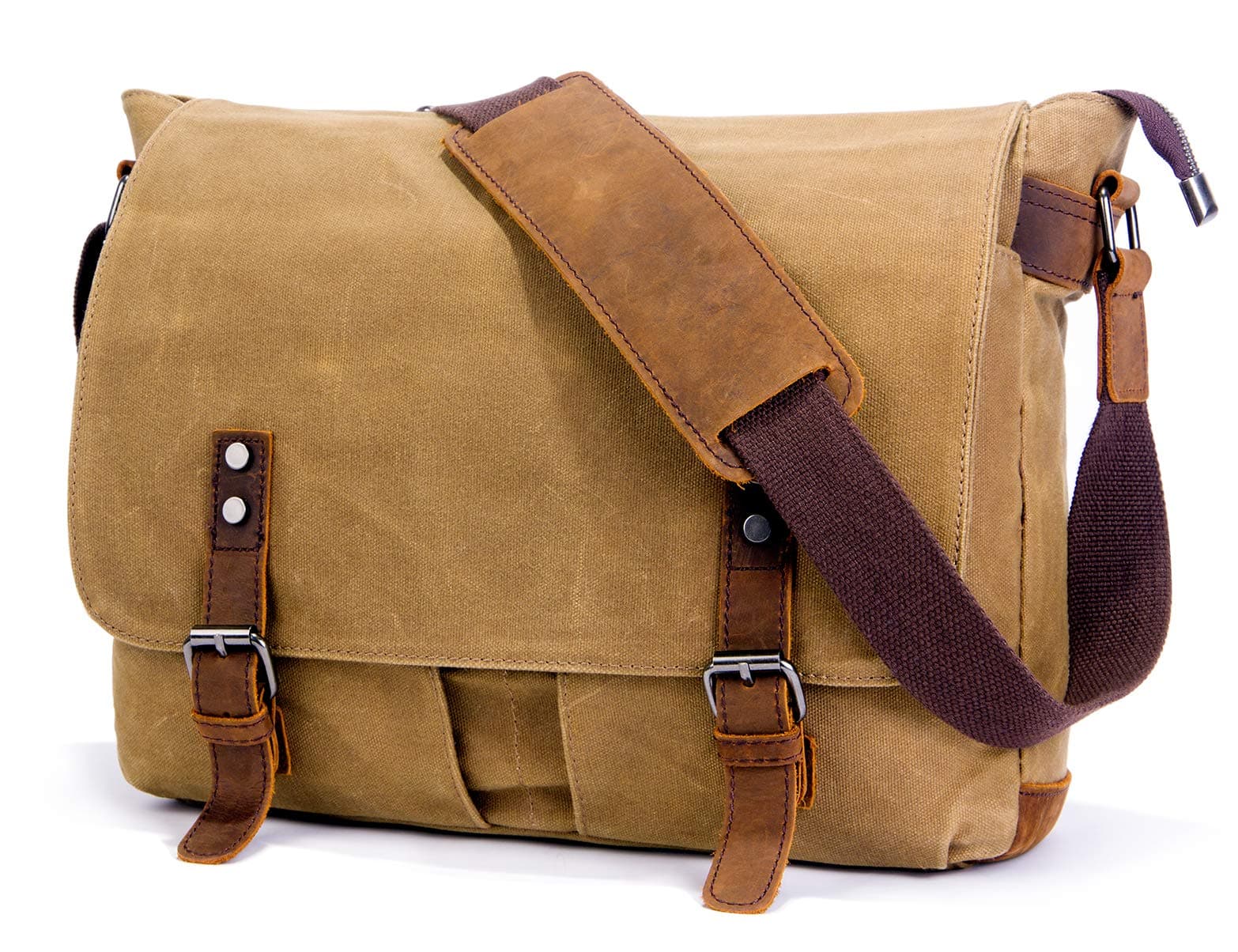 SUVOM Mens Messenger Bag,Canvas Waterproof Laptop Messenger Bag For 14 inch Laptop,Vintage Satchel Briefcase Cross Body Shoulder Bag For Daily Use,Travel,Bussiness
