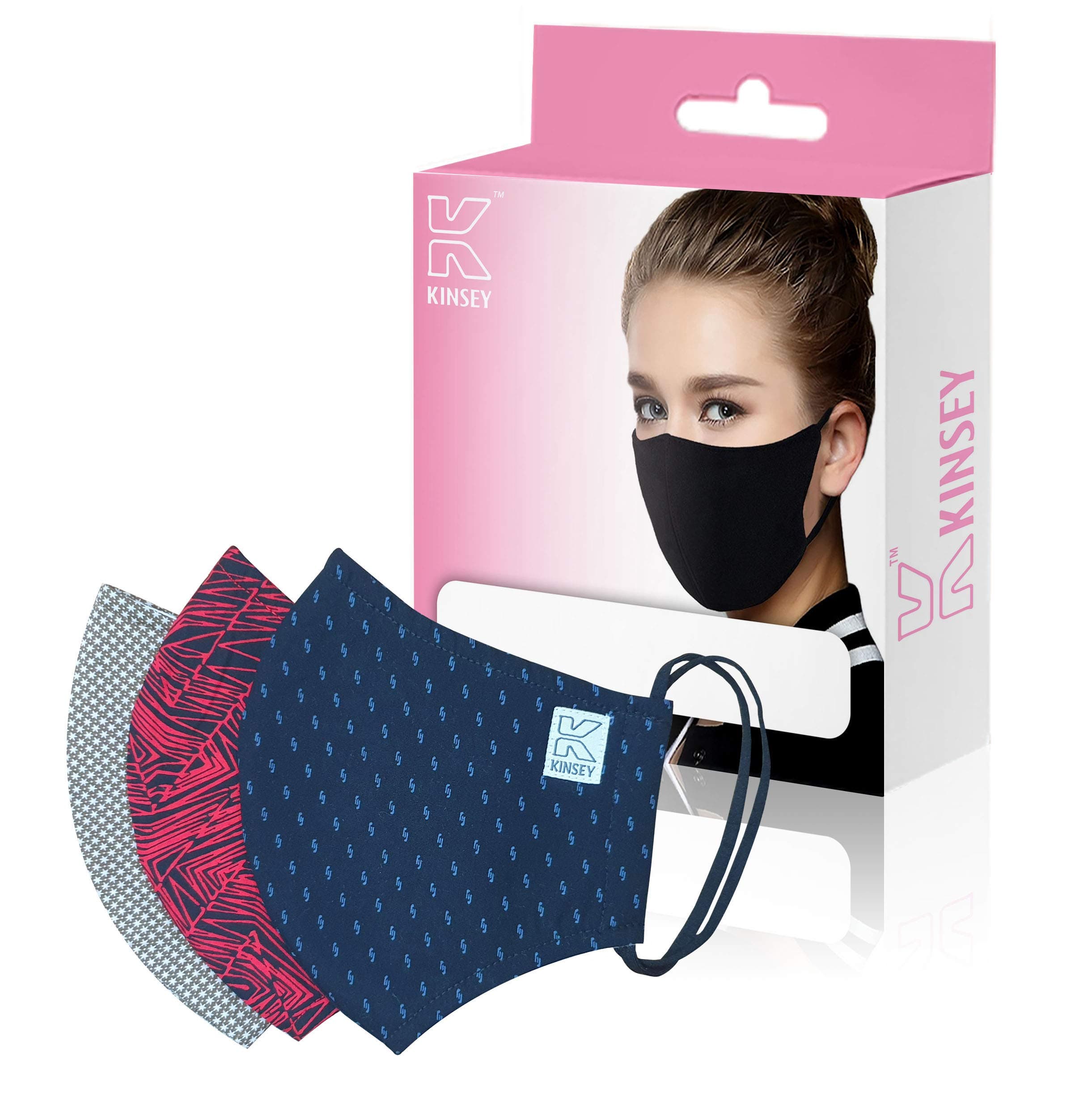 KINSEY Face Mask -Washable & Reusable Woman KKI-1 Pack of 3