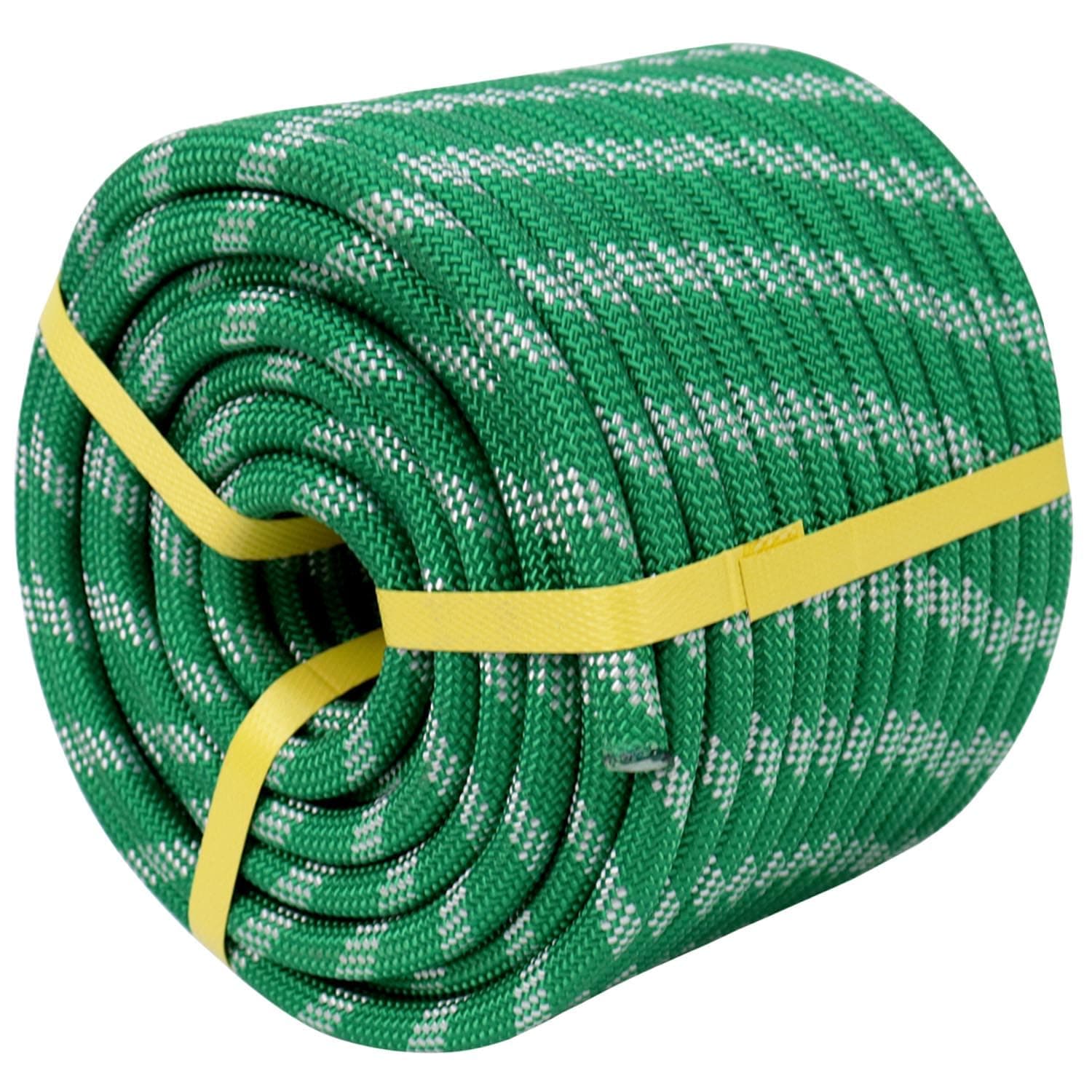 CRAYZA Double Braided Polyester Rope (1/2 in x 50 ft) Strong Arborist Rigging Rope 48 Strands for Tree Work Climbing Swing Pulling Sailing, Green/White