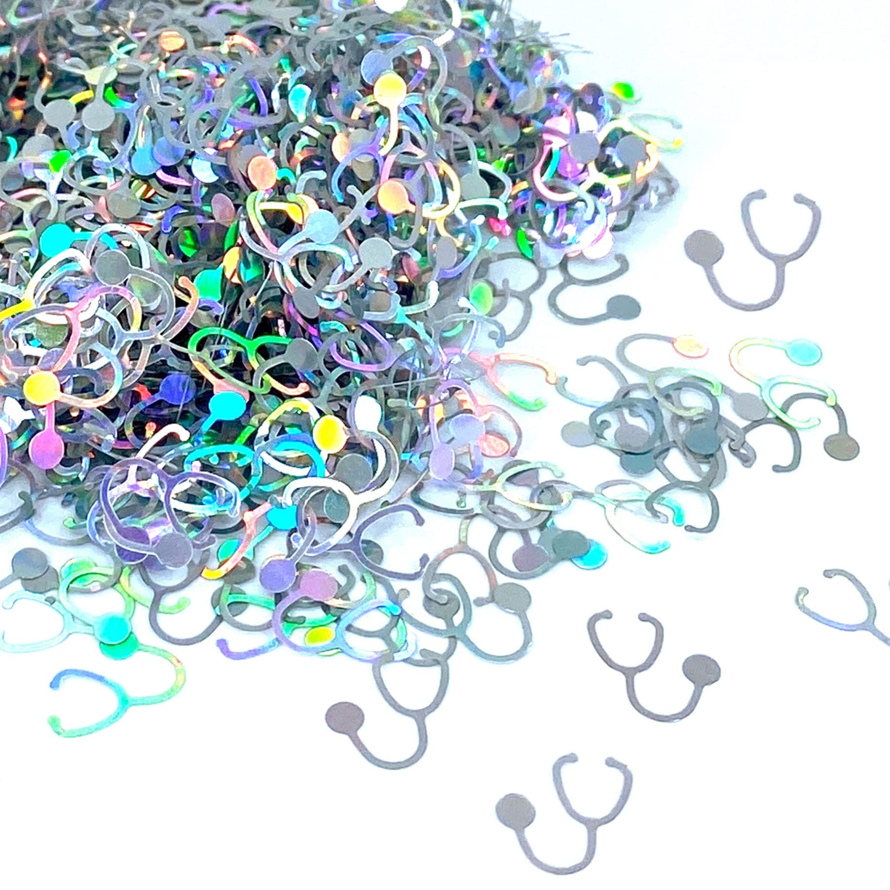 Stethoscope Shape Glitter, Stethoscope Shape, Hospital, Glitter for Nails, Glitter for Tumblers, Glitter Shapes for tumblers, Glitter Shape Confetti (1/2oz)