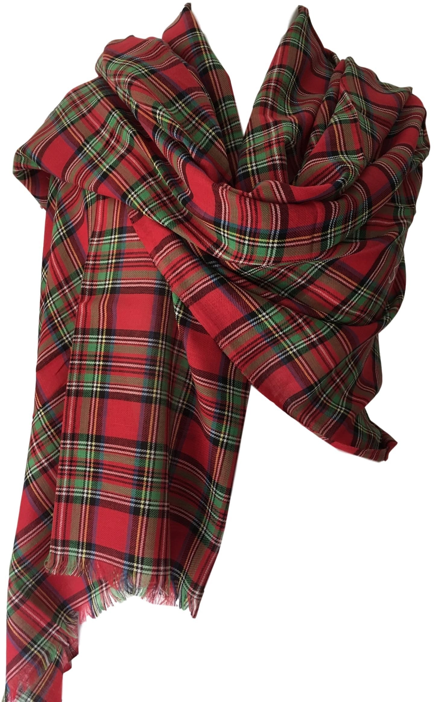 Royal Stewart Tartan Scarf Ladies Red Green Plaid Wrap Shawl Mens Cotton Stuart Checked Fair Trade