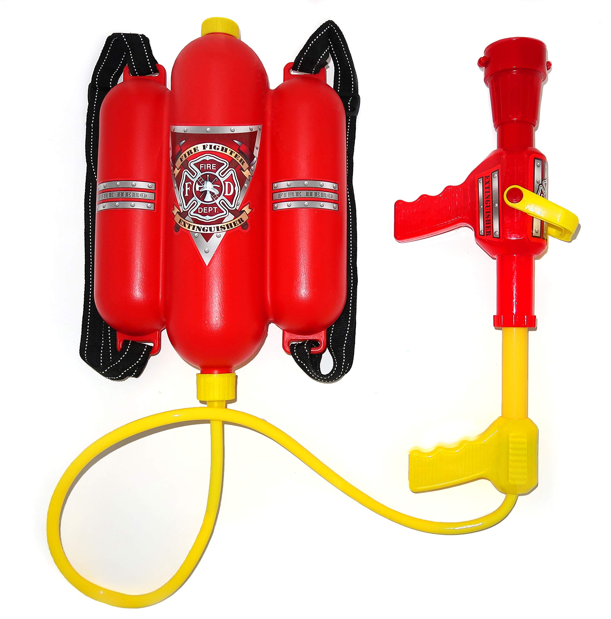 Firefighter Backpack Water Gun Blaster for Kids- Tank with Hose Shooter, Super Water Squirt Suitable for Outdoor Play Boys & Girls, Fireman Pretend Play