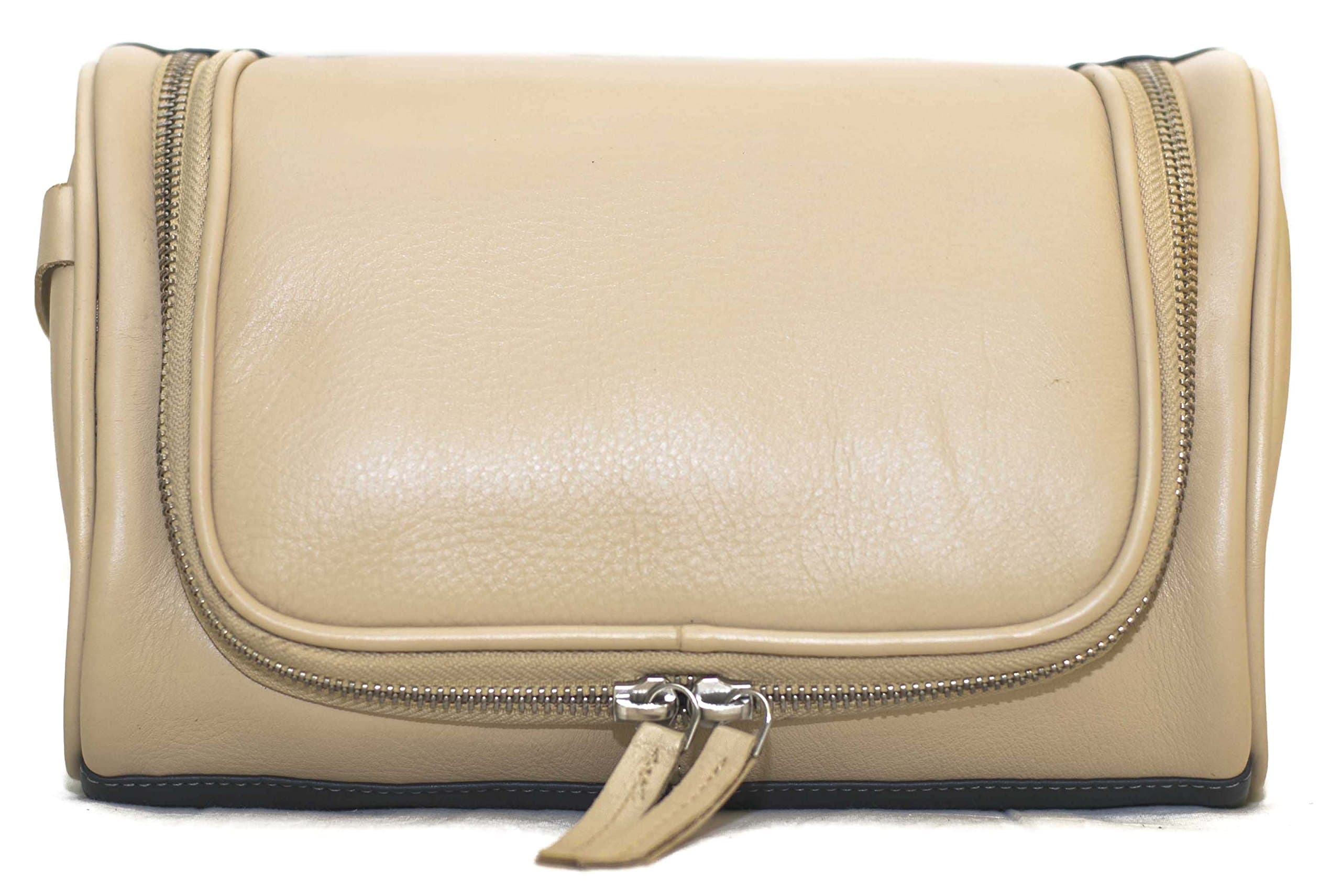 IFZA Travel Cosmetic Bag - Perfect Hanging Travel Toiletry Organizer - Authentic Soft Leather