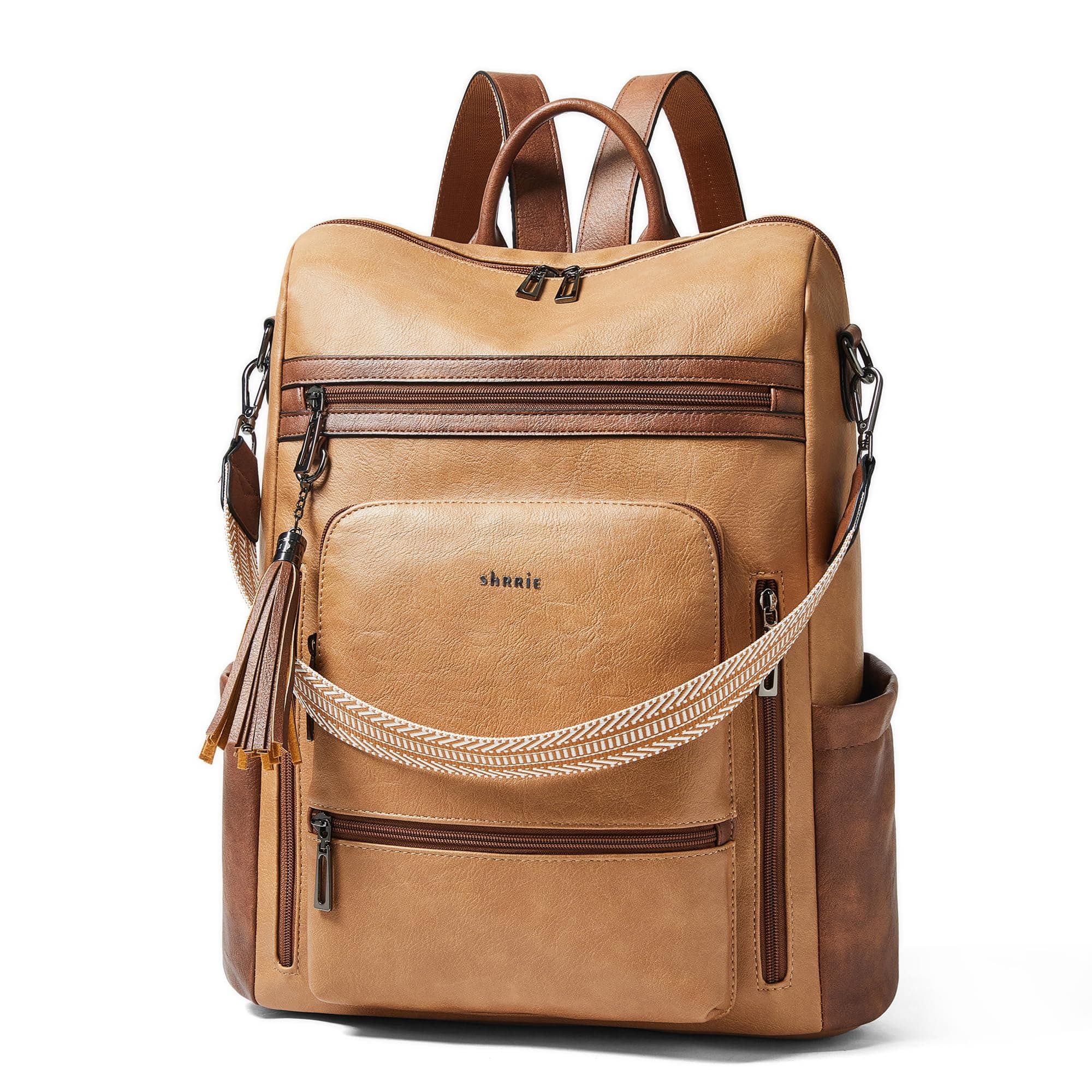 Shrrie Vegan Leather Laptop Backpack for Women 15.6 inch Work Backpack Fashion Travel Backpack Purse for Business College