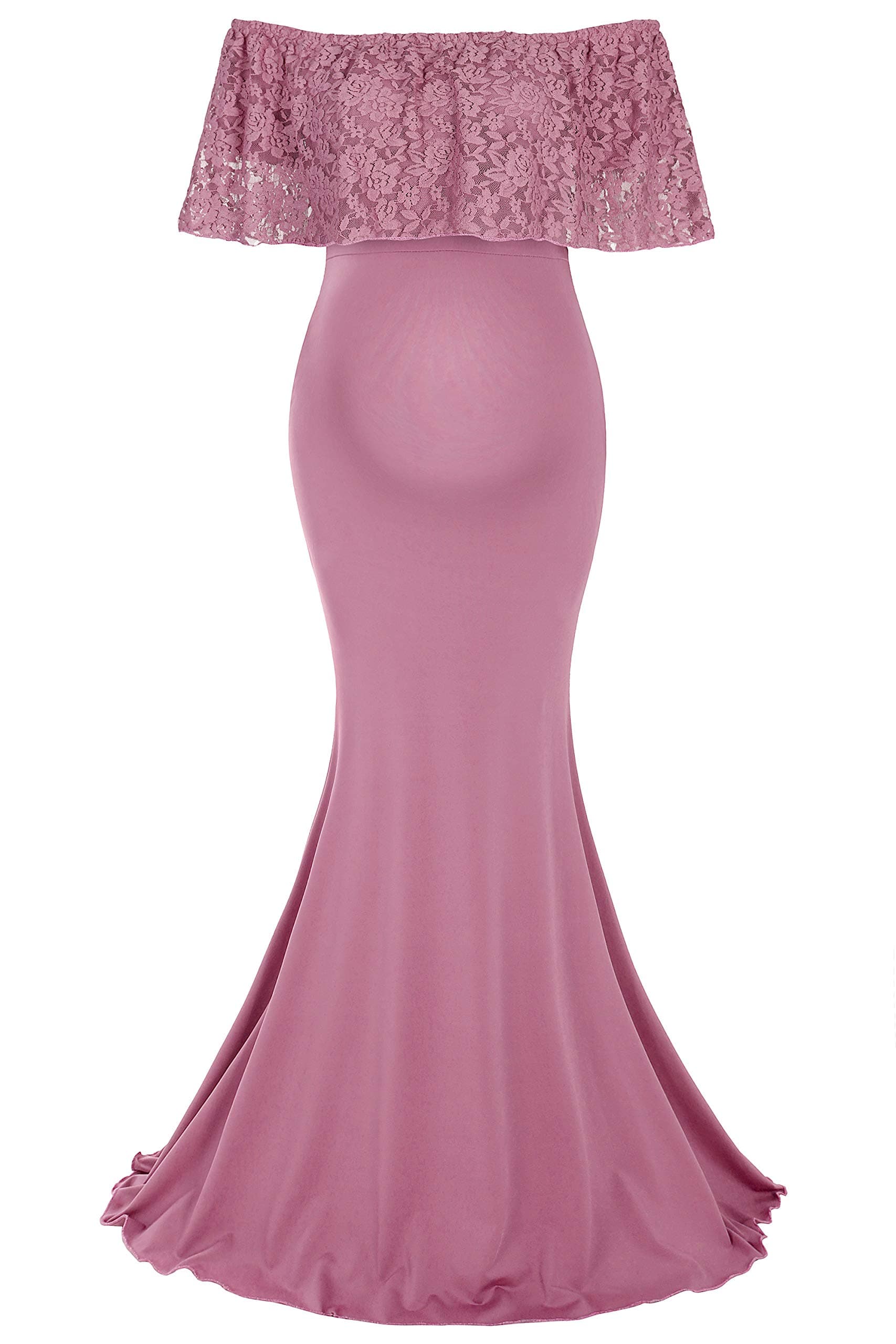 Molliya Maternity Long Dress Ruffles Lace Off Shoulder Stretchy Maxi Photography Dress