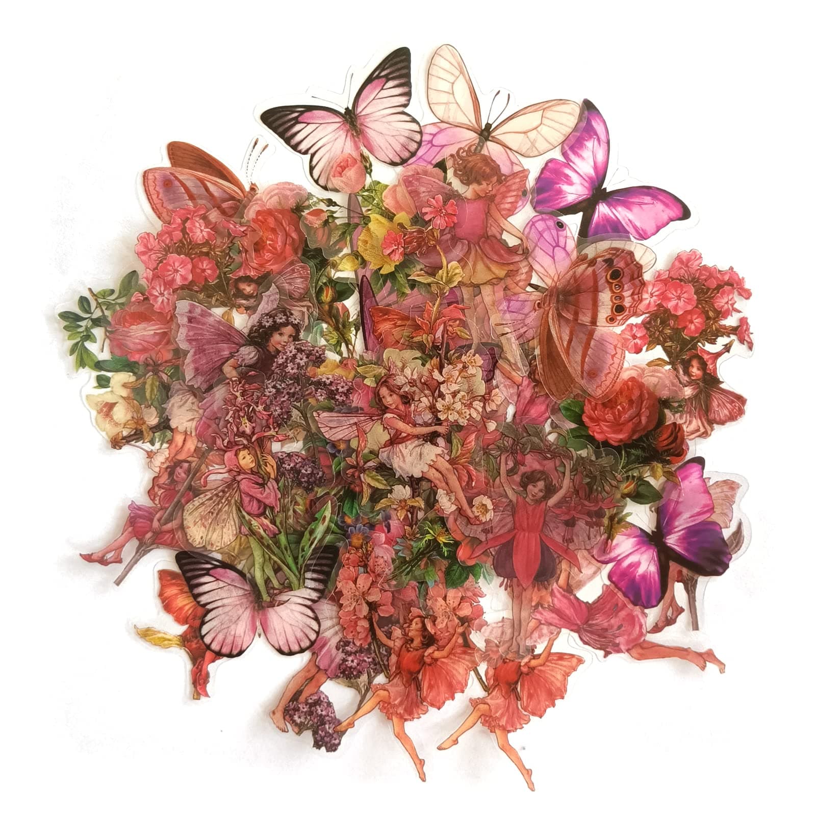 Aesthetic Fairy Journaling Scrapbook Stickers, 40pcs Waterproof Transparent PET Junk Journal Decals, Scrapbooking Supplies Kit for Laptop, Phone Case, Water Bottle DIY Decoration