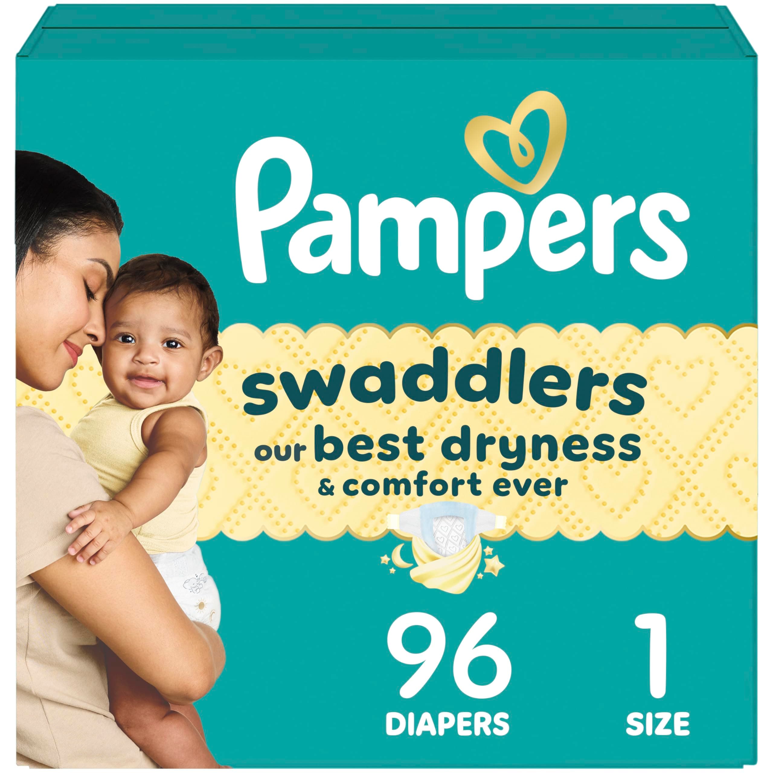 Swaddlers Diapers - Size 1, 96 Count, Ultra Soft Disposable Baby Diapers