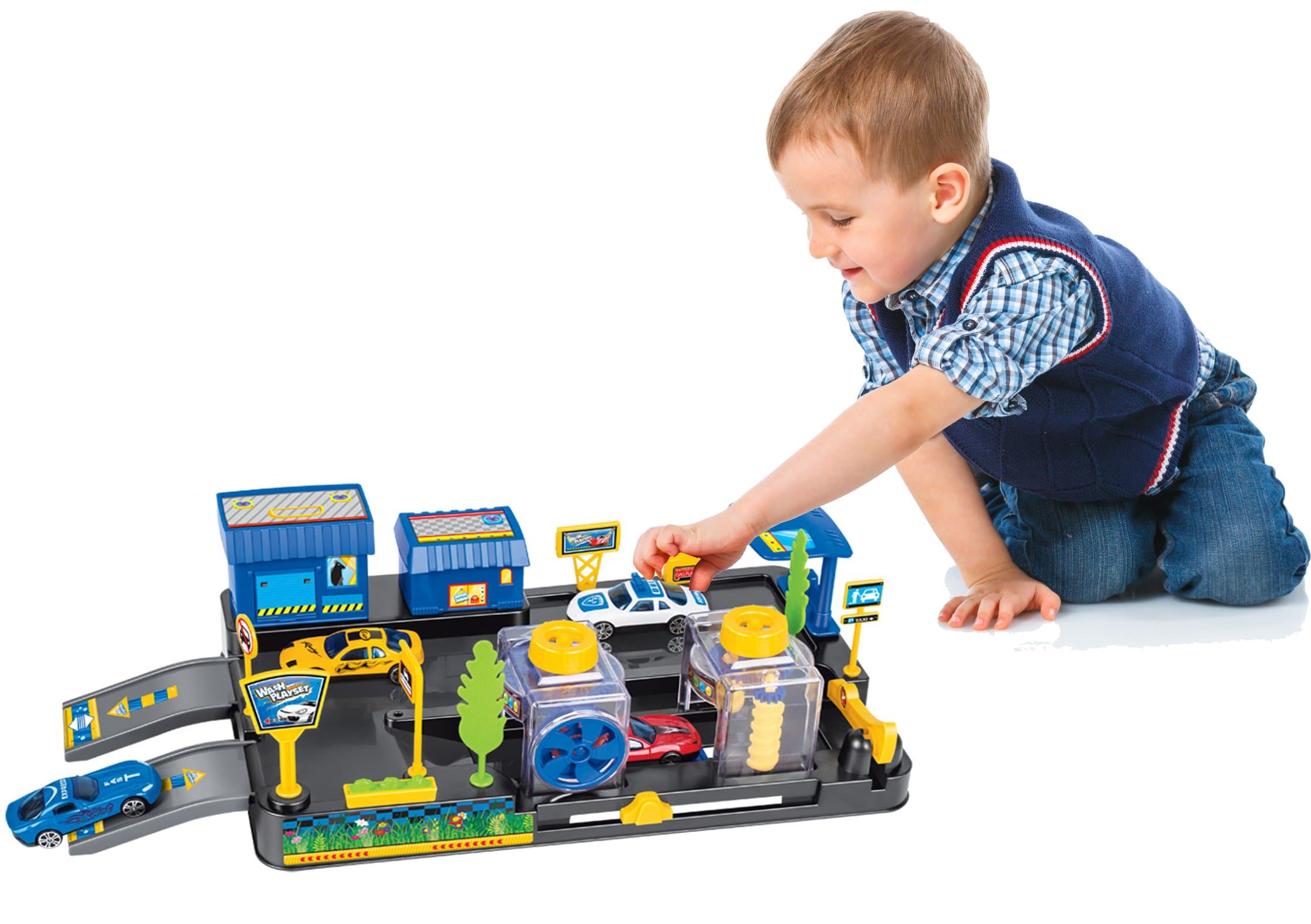 Car Toy Car Wash Set incl.2 x Toy Cars And Functional Car Wash