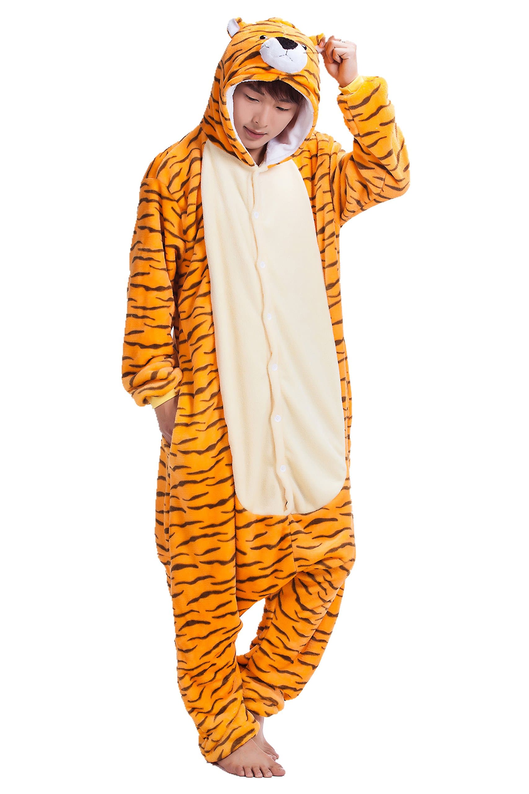 Adult Tiger One Piece Pajamas Kigurumi Hoodie Jumpsuit Playsuit