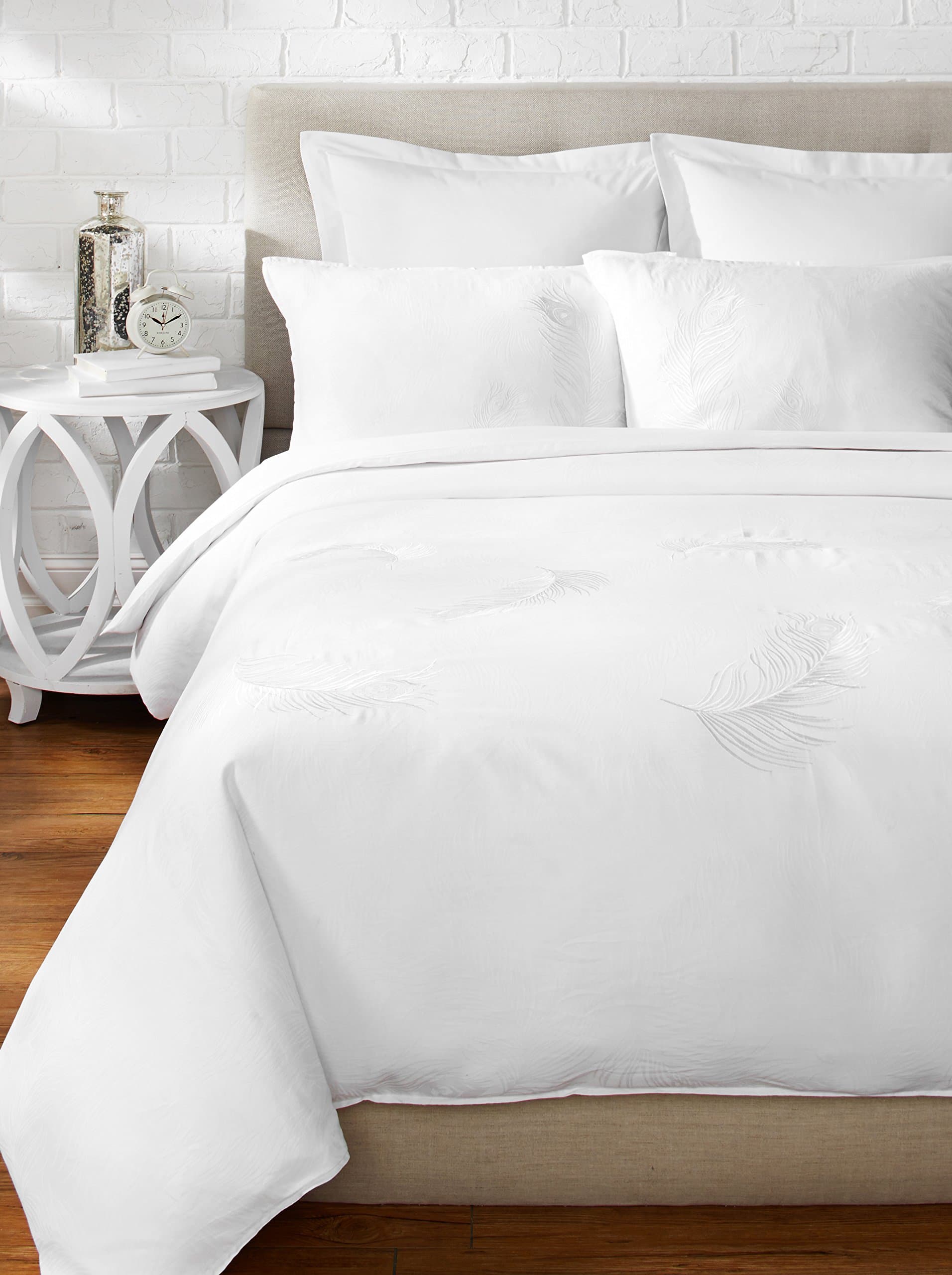 Nanette Lepore Villa 3-Piece Peacock Duvet Set, King, White