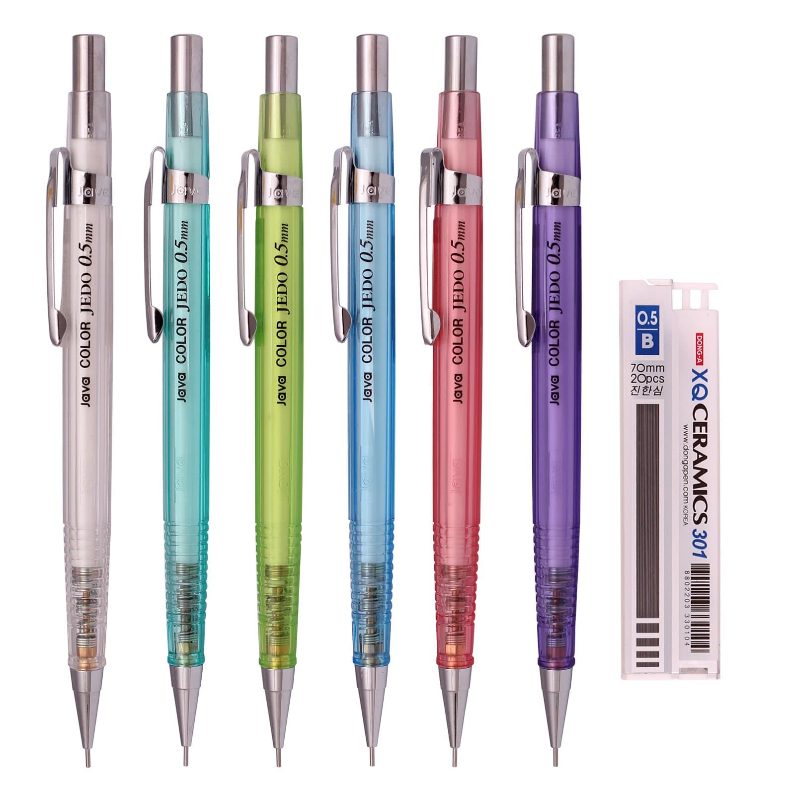 Java Pen Mechanical Pencil for Drafting Transparent color +Lead Refill (Transparent-C set)
