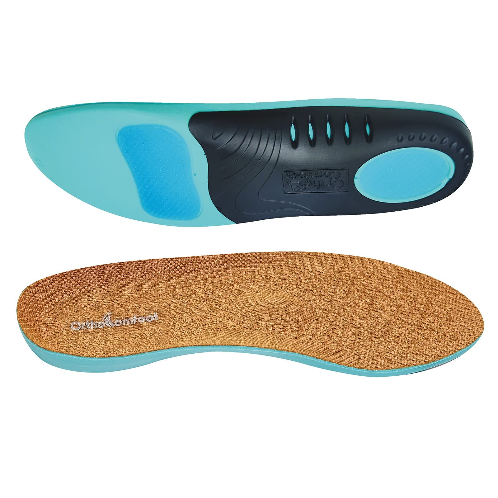 OrthoComfoot Plantar Fasciitis Shoe Insoles, Arch Support Insoles for Women & Men, 220+ lbs Heavy Duty, Athletic Gel Shoe Inserts, Pain Relief & Comfort, High Arch Support, Size Options Available