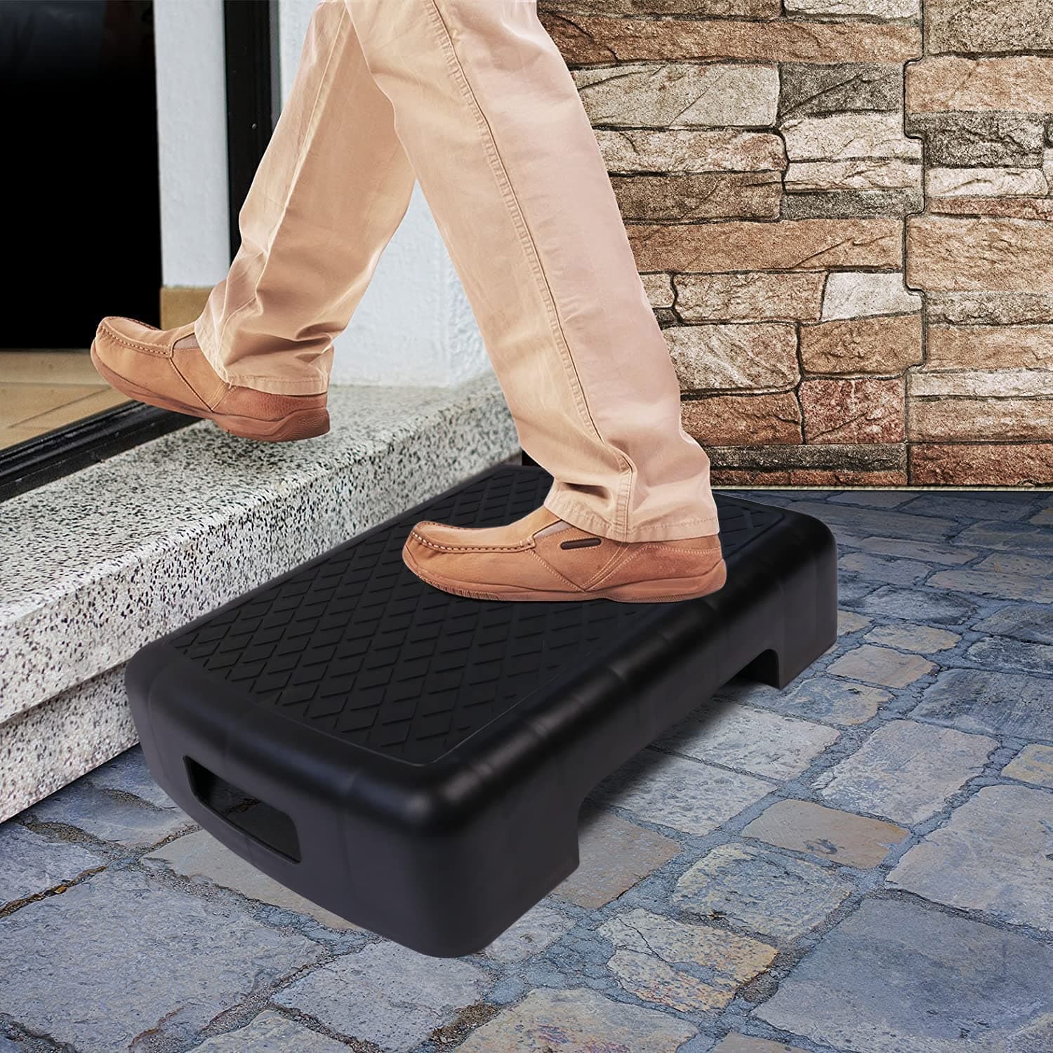 KovotIndoor & Outdoor Mobility Step | Measure 17.5" L x 13.5" W x 3.5" H & Lightweight | Great for Seniors, Toddlers, Pets and More (Ribbed & Flat Grip Inserts)