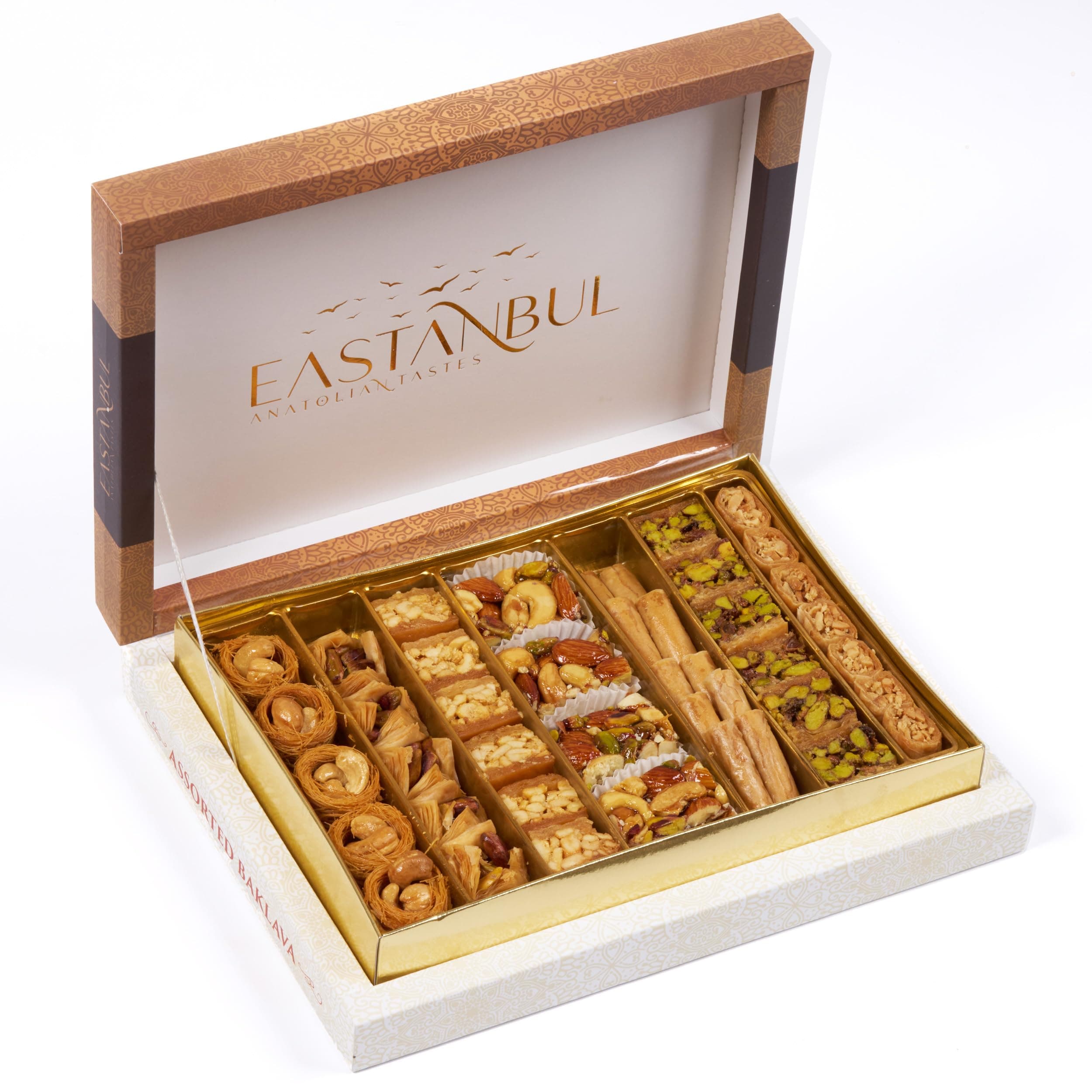 Eastanbul Baklava, 1.1lb, Baklava Pastry, Pistachio Gift Box, Middle Eastern Sweets, Turkish Desserts, Pistachio & Cashew Rich Pastry, Dulces Arabes, Arabic Sweets, Turkish Gifts