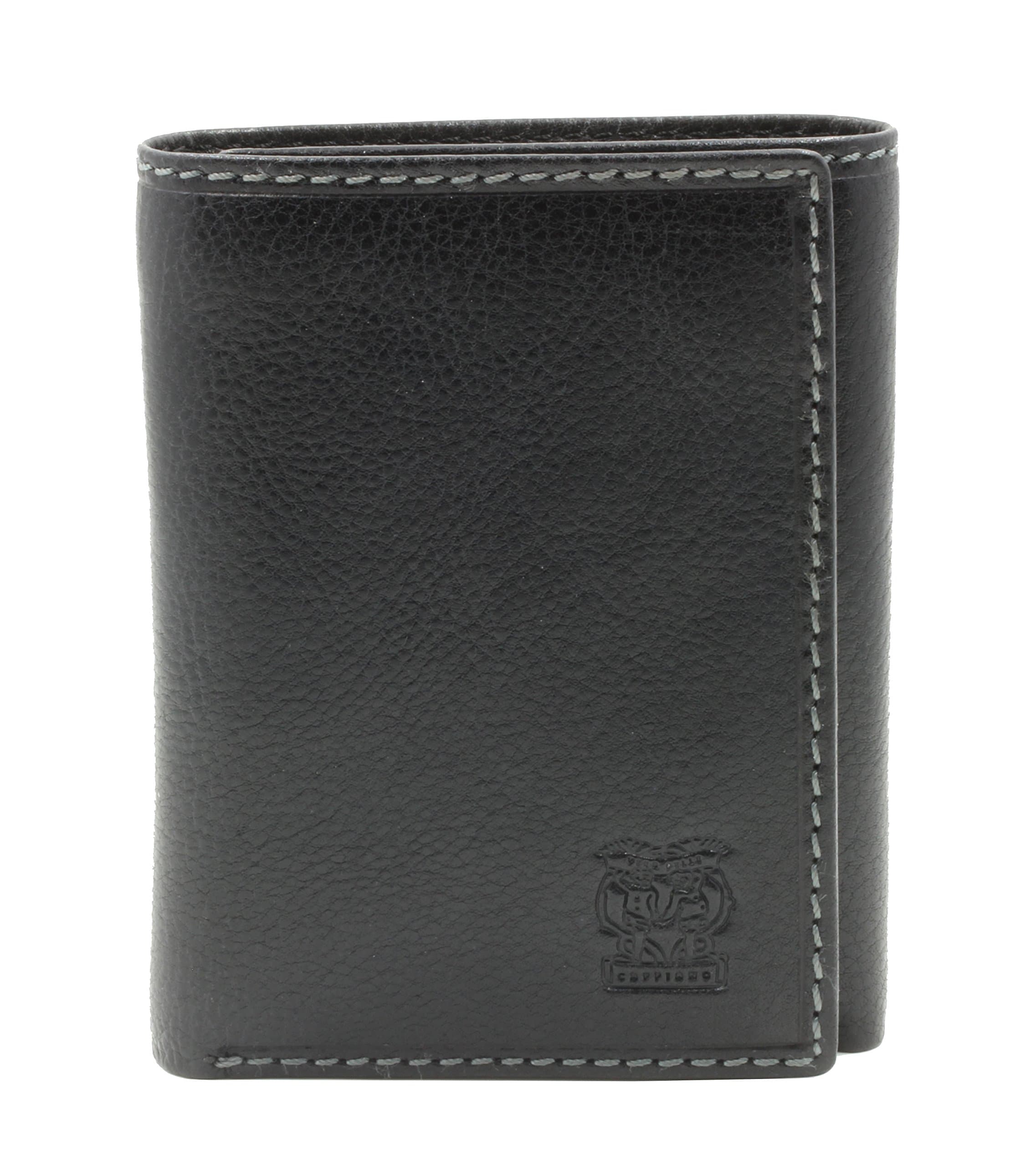 CAPPIANO Mens Genuine Leather Slim Trifold Credit Card ID Window Holder Wallet