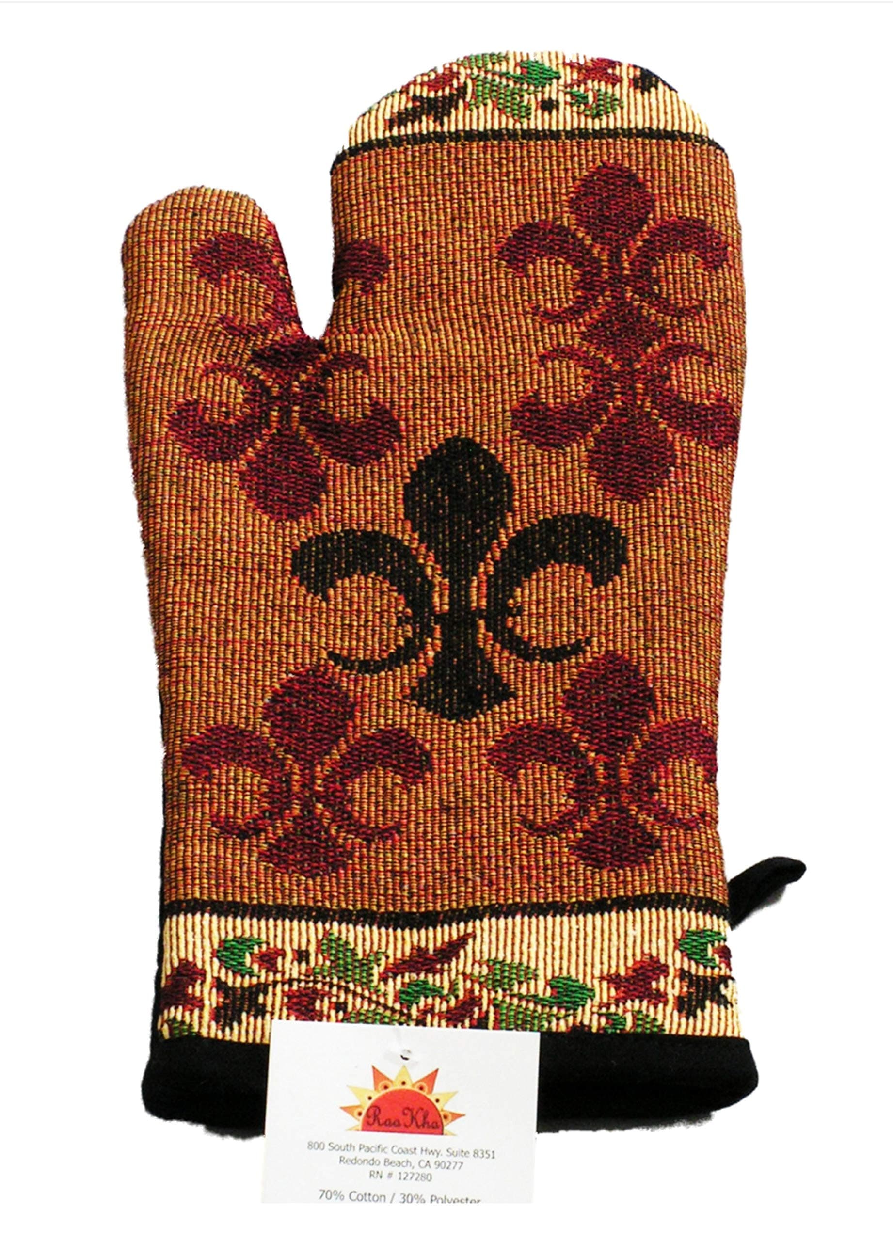 RaaKha Fluer De Lis Southwestern Design Oven Mitt, 7x12 inches