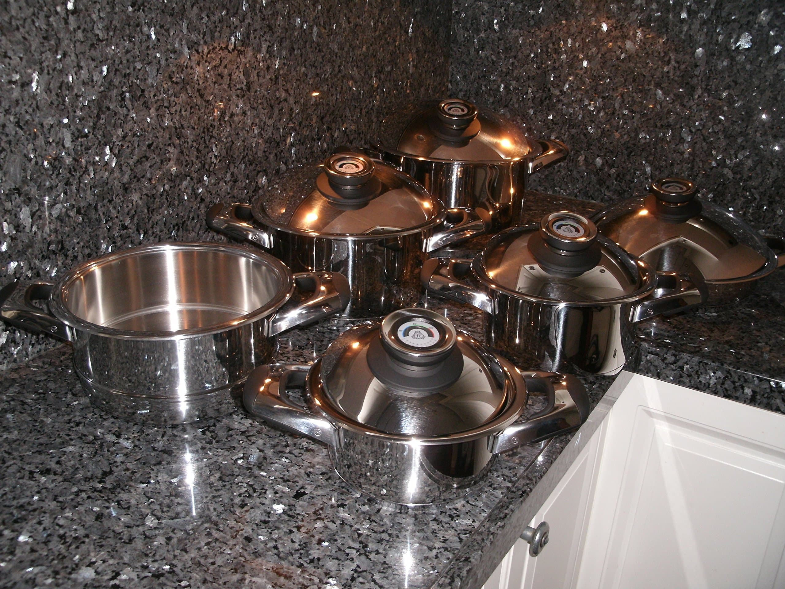 Cookware Set 12 Piece Swiss Made Omelette Pans Casserole Warranty Retail 1139,= GBP Saladmaster Waterless Master Cooking All-Clad