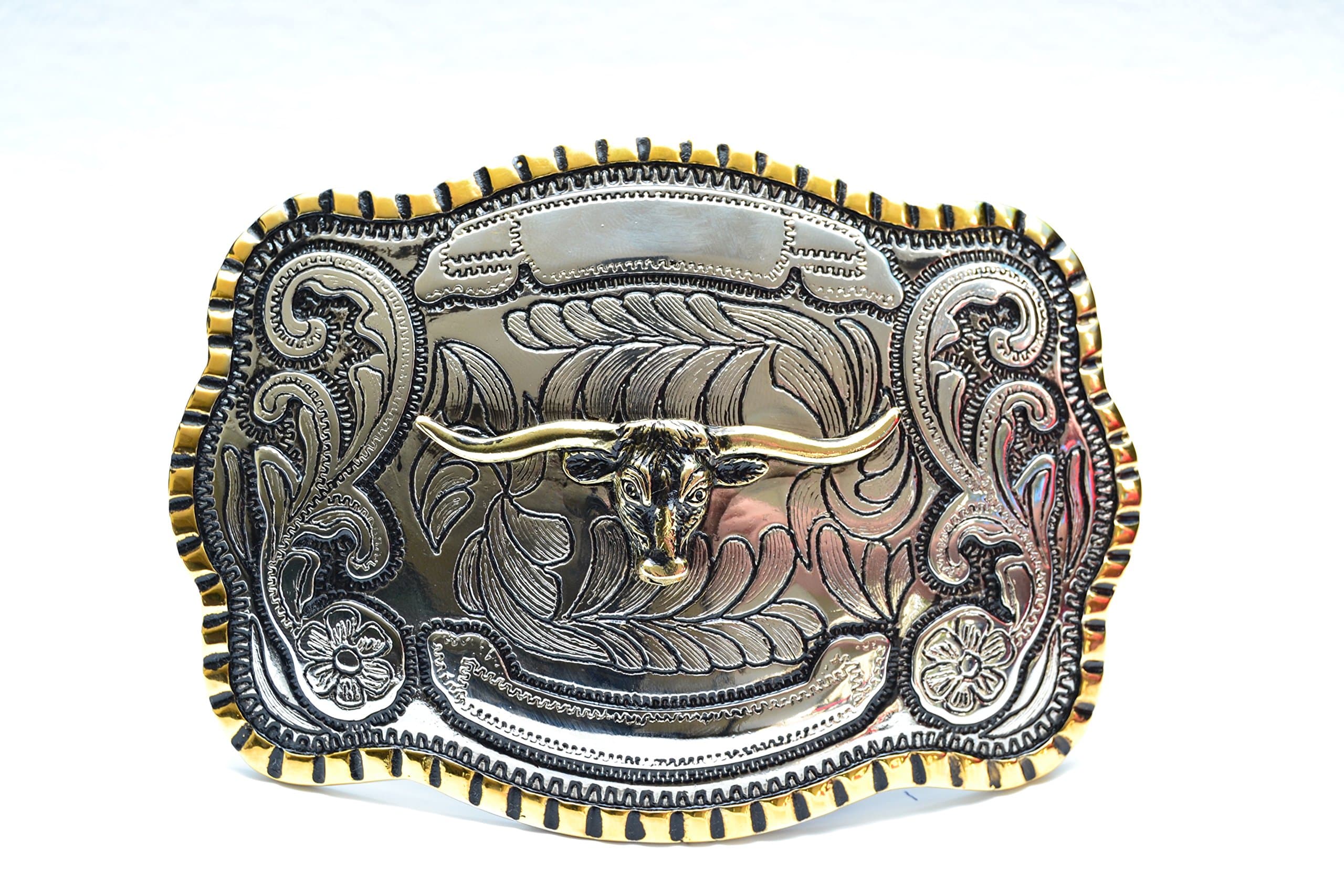 Hello Mariachi Mens Silver Bull Western Cowboy Belt Buckle