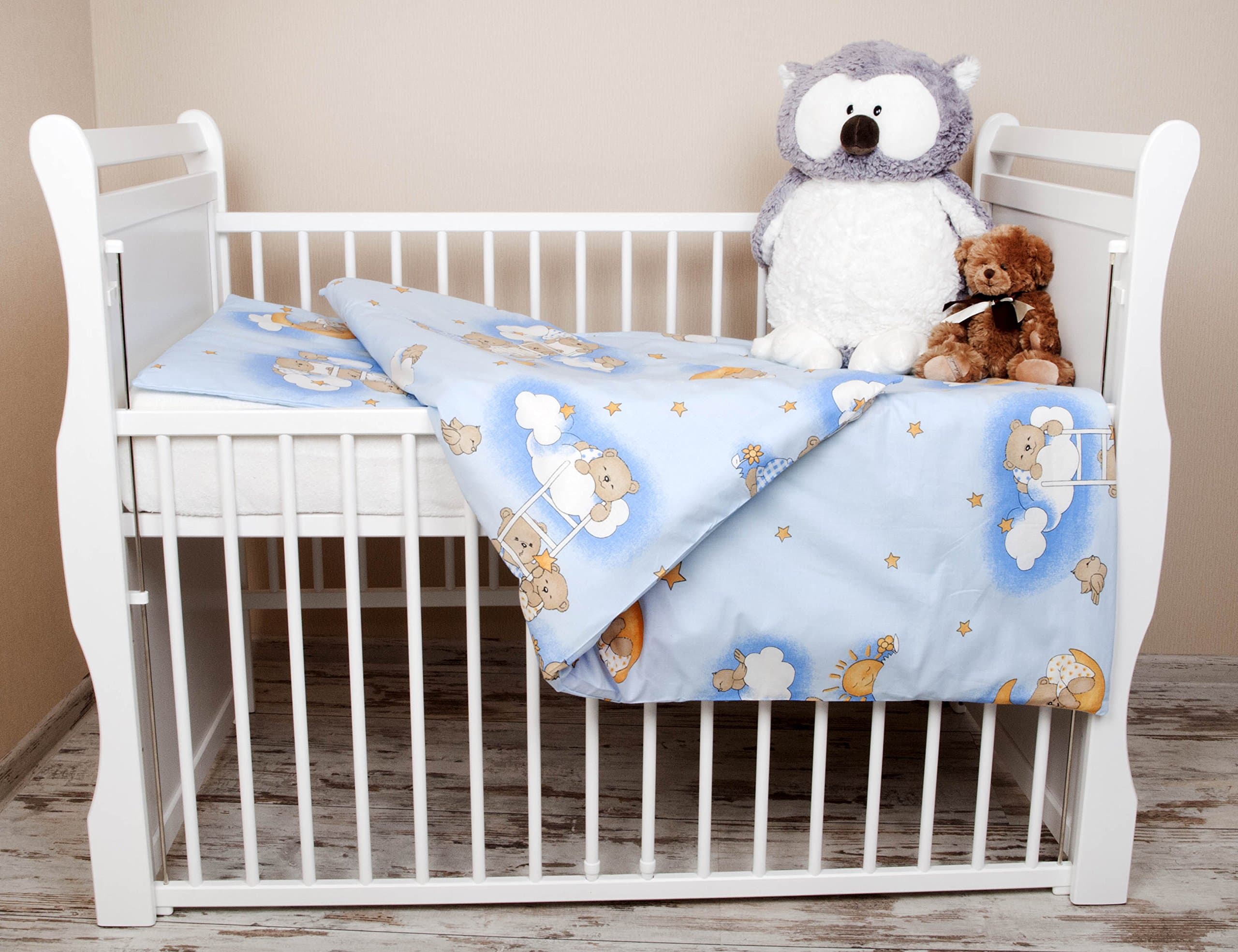 Baby 2-Piece Bedset Size 100 x 135 cm (40 x 60 cm) Bears on Ladder Design Blue