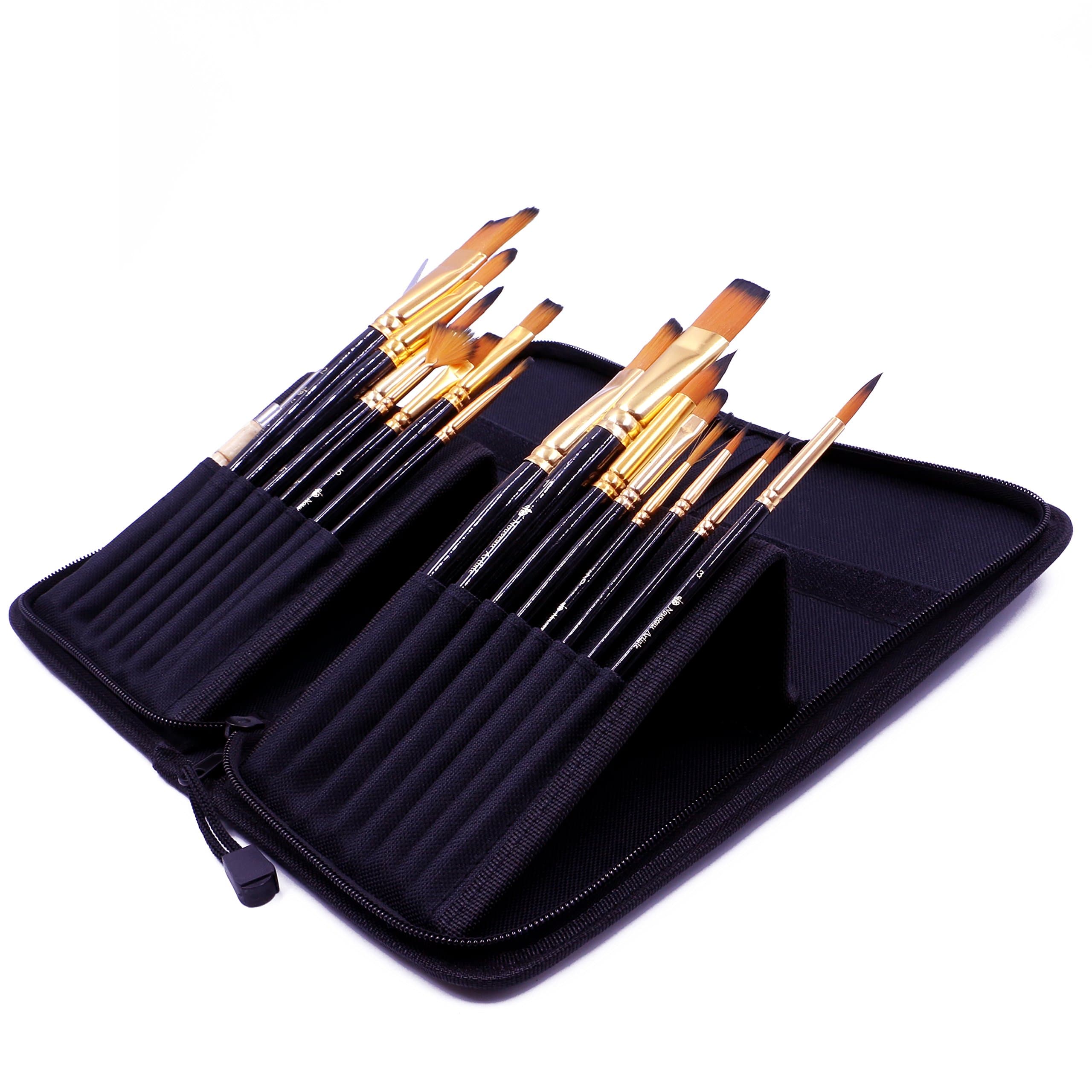 Premium Artist Paint Brush Set, Watercolor, Acrylic, Oil, Great for Artists and Kids, Professional Brushes in Zippered Travel Case