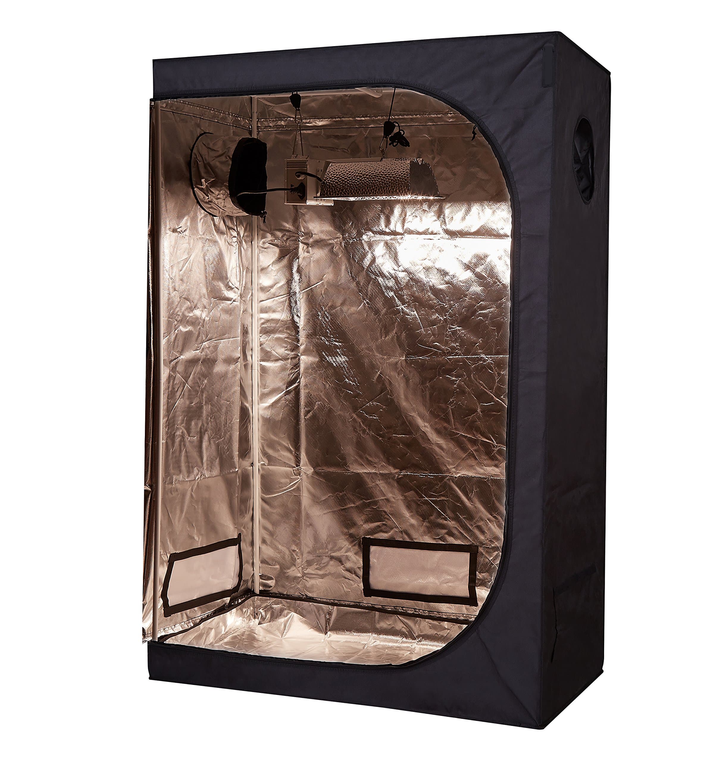Hongruilite 48''x24''x72'' 600D High Reflective Mylar Hydroponic Grow Tent Dark Room with Removable Floor Tray for Indoor Seedling Plant Growing (48''x24''x72'')