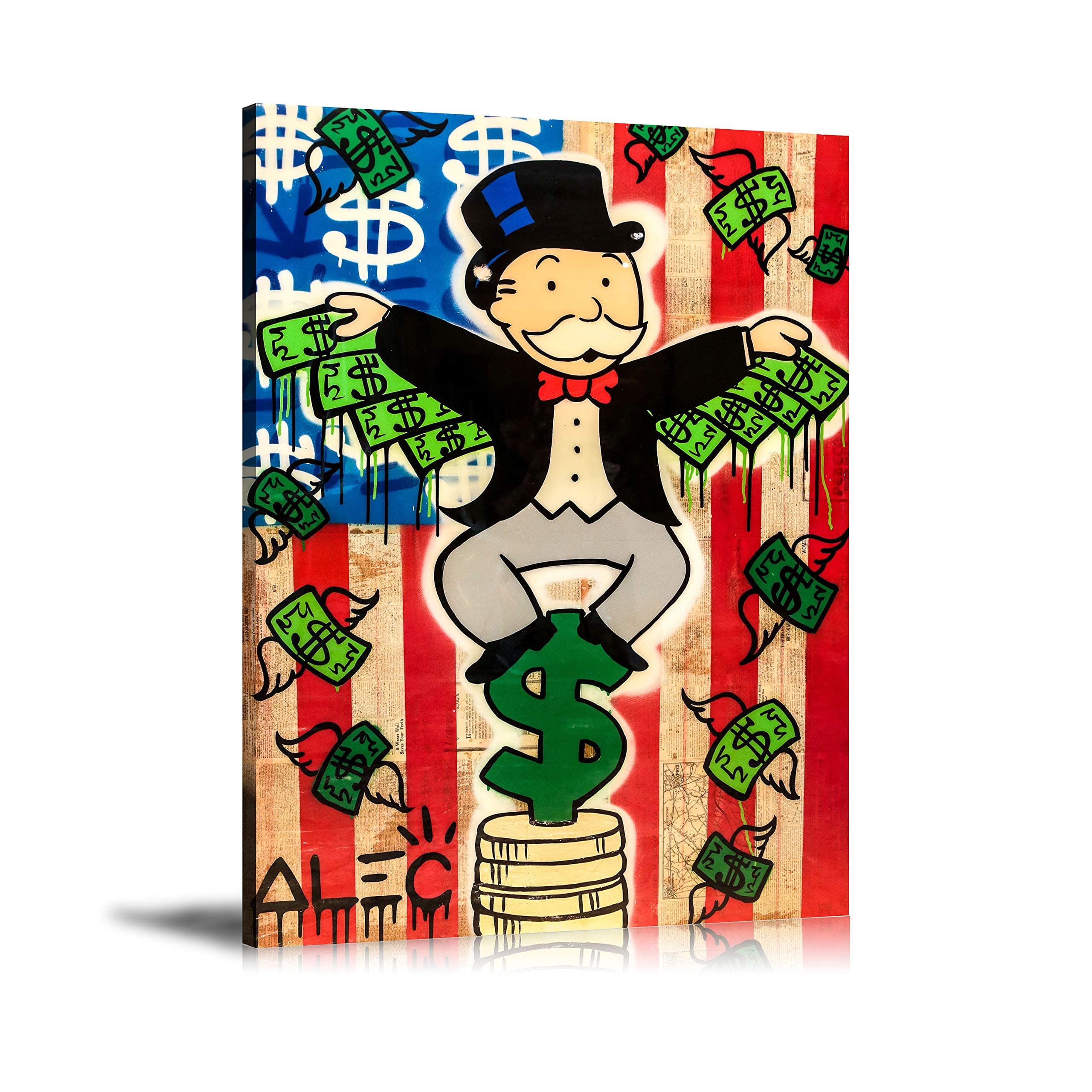 Newartprint ALEC Monopoly HD Printed Oil Paintings Home Wall Decor Art On Canvas Money Wings 24x32inch Unframed