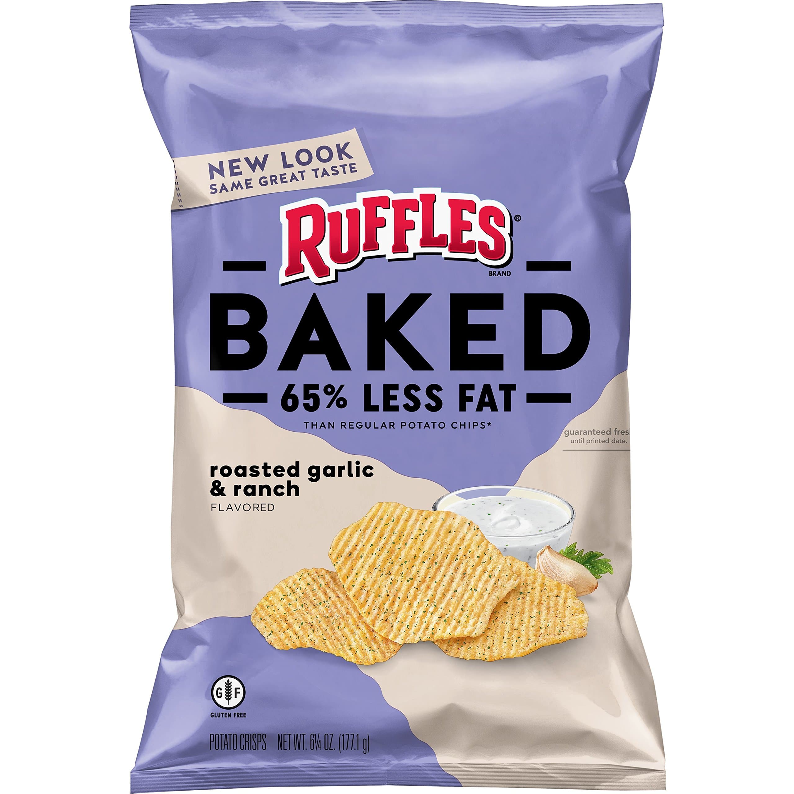 Baked Ruffles Oven Baked Ridged Potato Crisps, Roasted Garlic Ranch, 6.25 Ounce