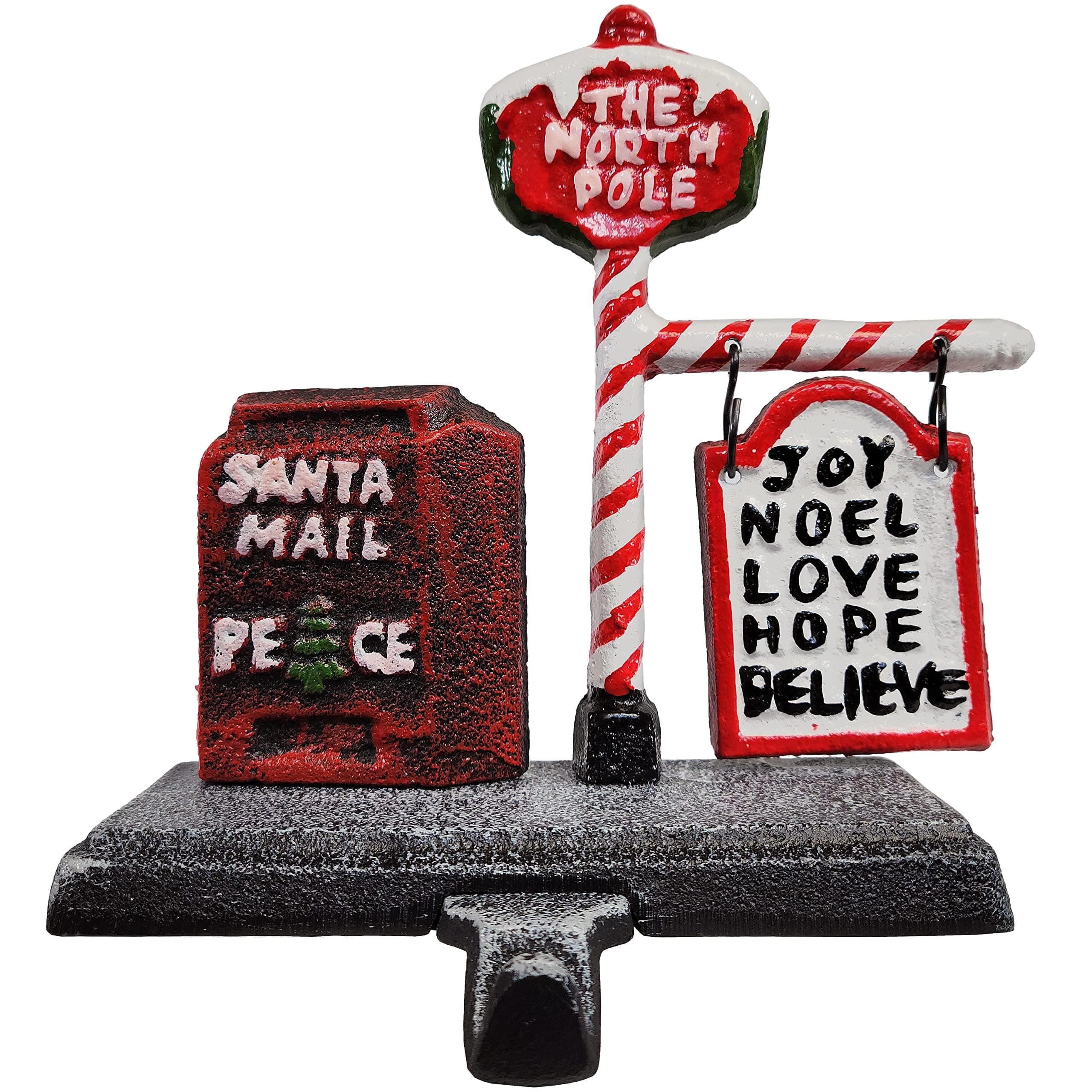 Lulu DecorCast Iron Santa North Pole Mail Box Stocking Holder, Strong Sturdy Hook with Nice Christmas Colors, Measures 8 x 4 x 6 inches, Weighs 2 lb 12.5 oz