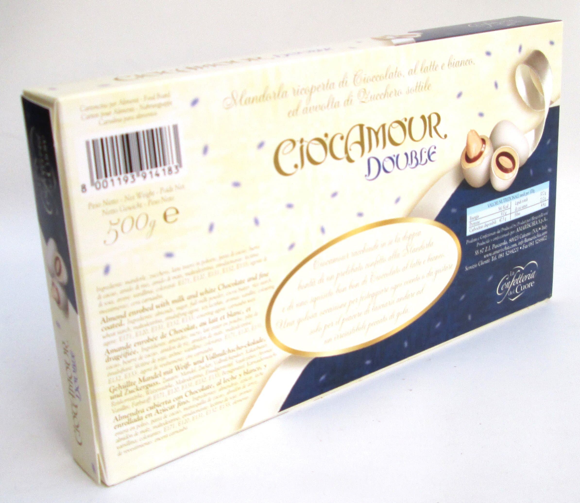Amarischia: "Ciocamour" Almond Dragees "Double", Milk and White Chocolate Flavour 500g 17.64oz [ Italian Import ]