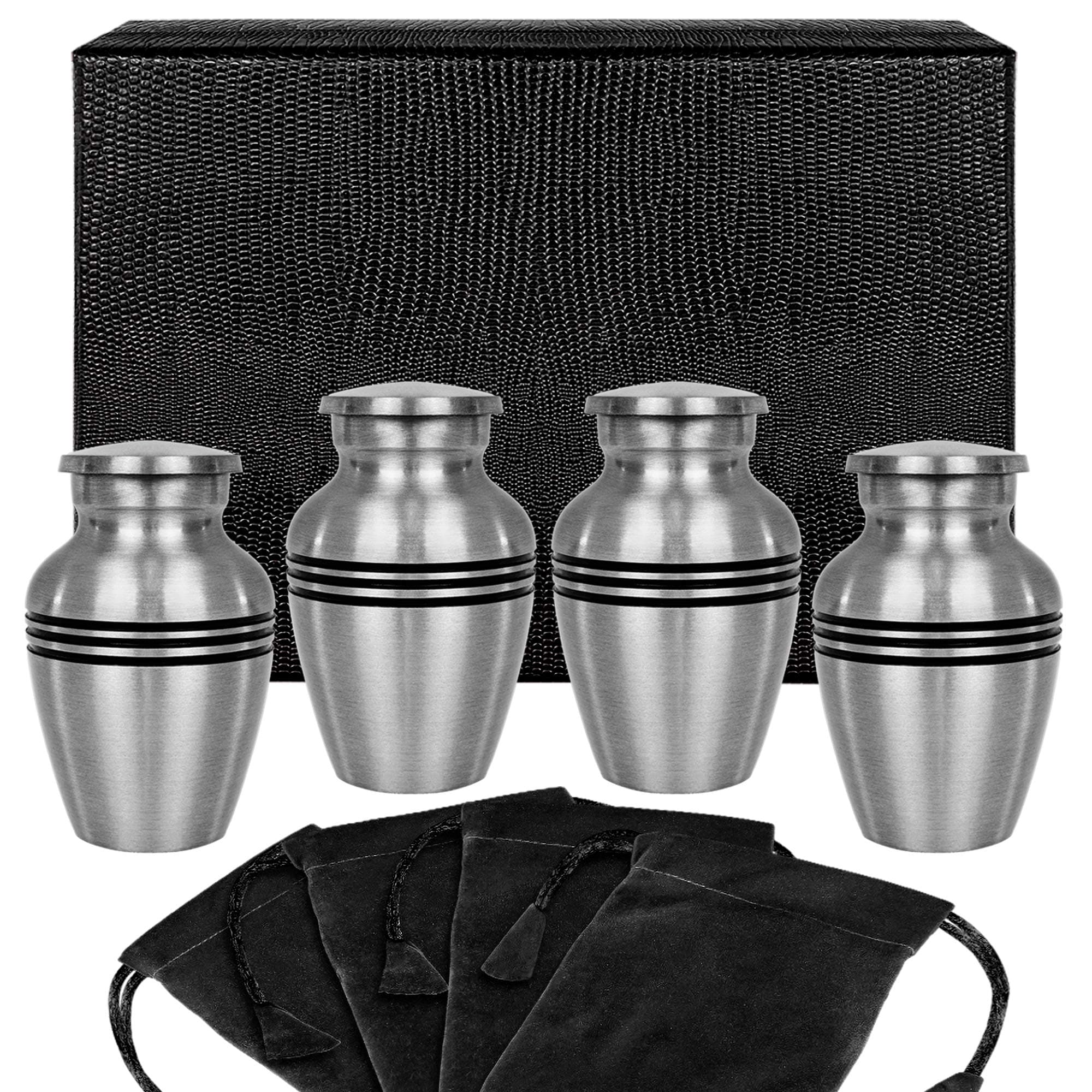 Trupoint MemorialsCremation Urns for Human Ashes - Decorative Urns, Urns for Human Ashes Female & Male, Urns for Ashes Adult Female, Funeral Urns - Pewter, 4 Small Keepsakes