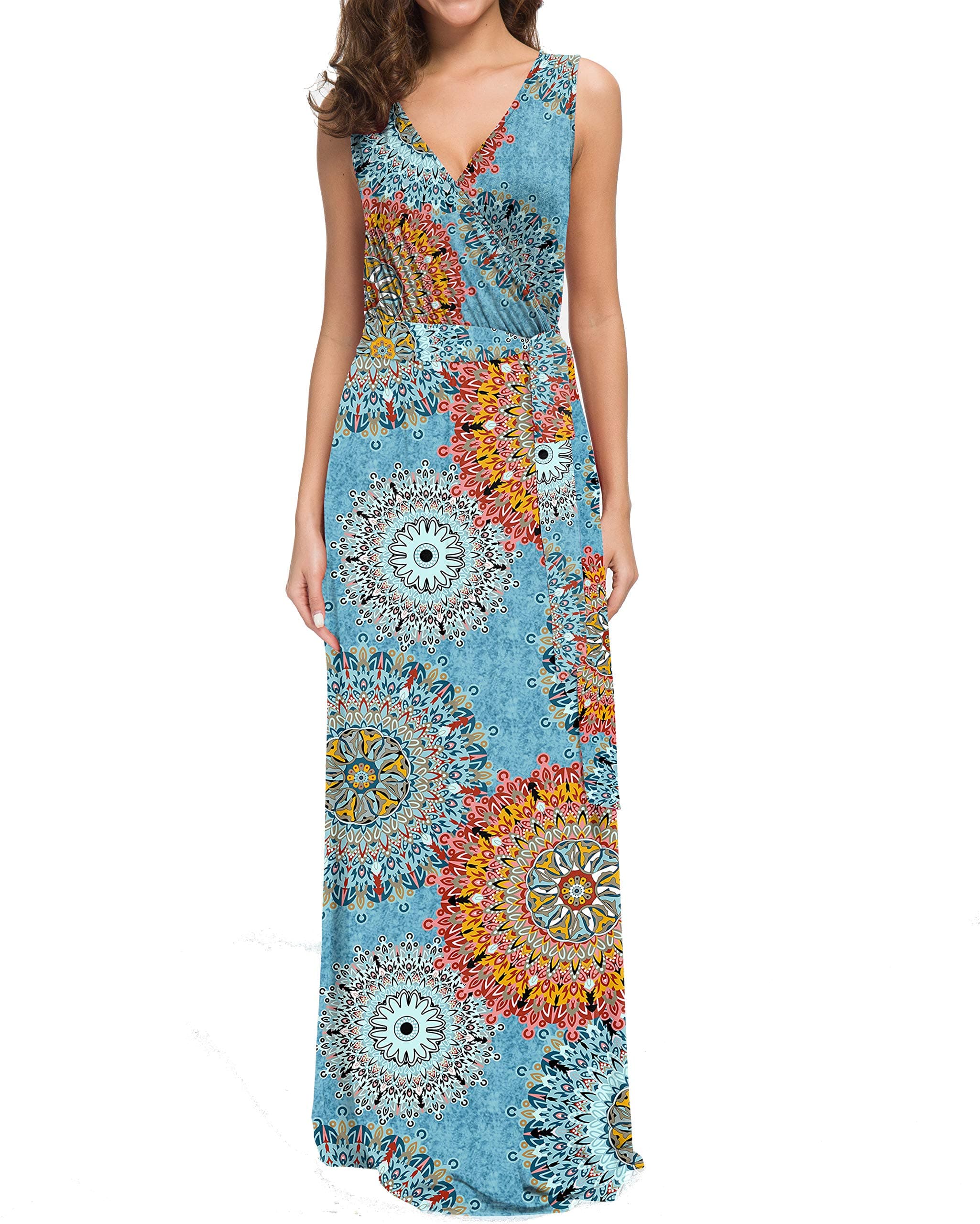 Women Long Sleeve Maxi Dress Casual Long Dresses Fall Dresses Bohemian Printed Dresses