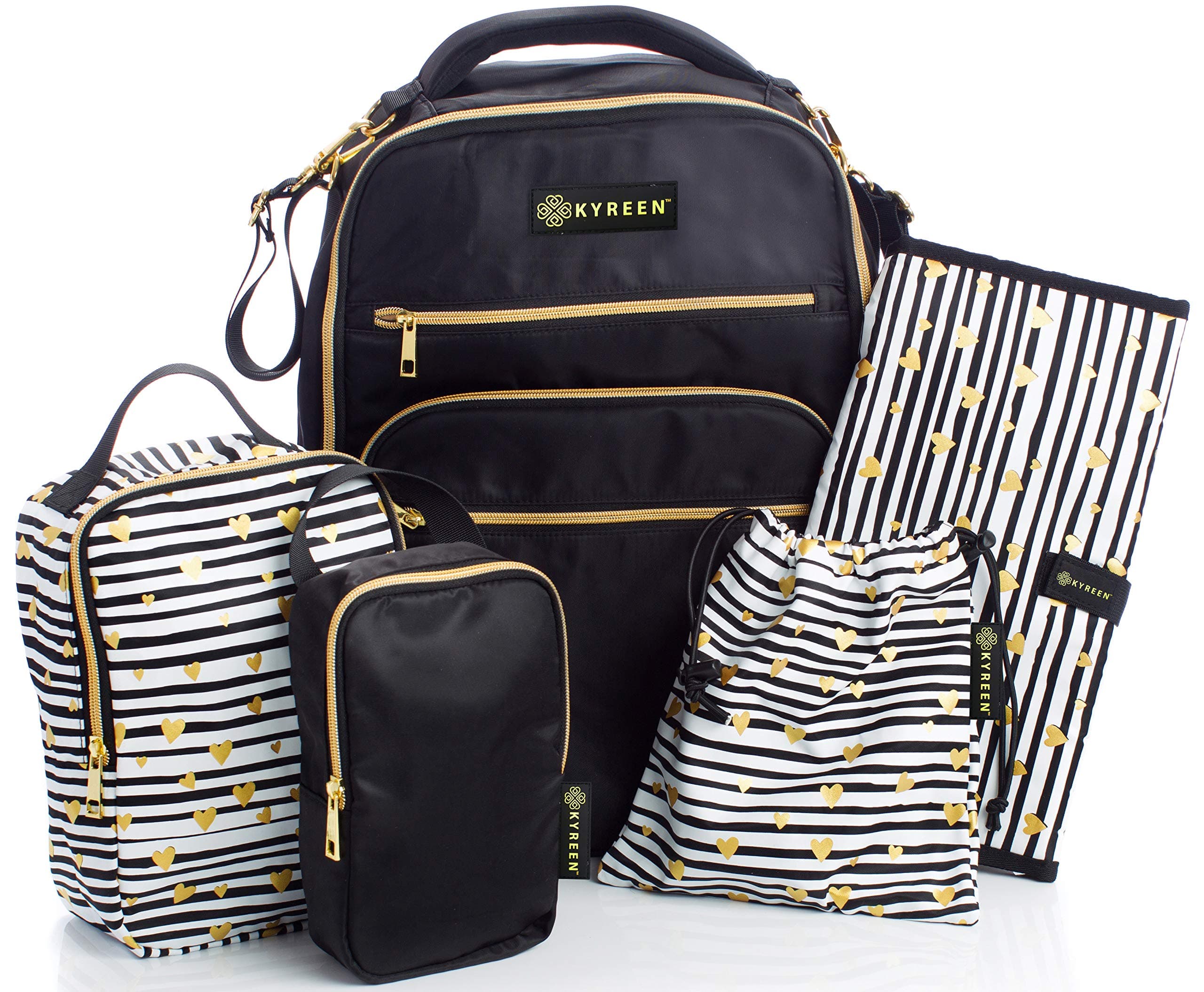 Diaper Backpack Set Includes Backpack Straps, Baby Changing Pad, Small Organizing Pouches and a Bag Strap for Your Stroller - Thick Luggage Sleeve with Security Pouch for Travel