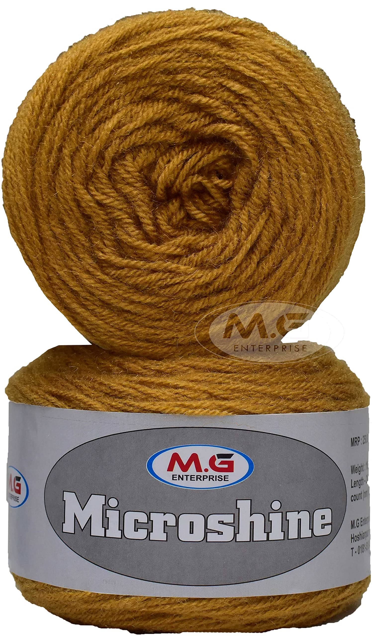 M.G Microshine Mustard (200 gm) Wool Hank Hand Knitting Wool/Art Craft Soft Crochet Hook Yarn, Needle Knitting Yarn Thread dye J V DB