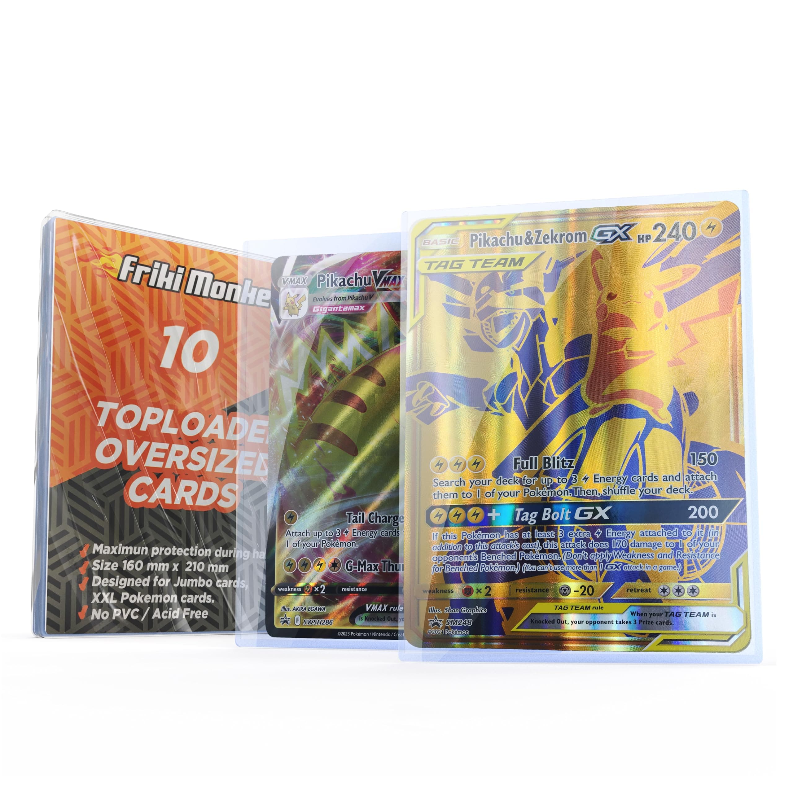 Toploader for Pokemon Cards XXL, Rigid Pokemon Card Sleeves for Pokemon Cards 15 x 21 cm Protect your Pokemon Cards Jumbo XXL with Style! (Toploader XXL pack 10)