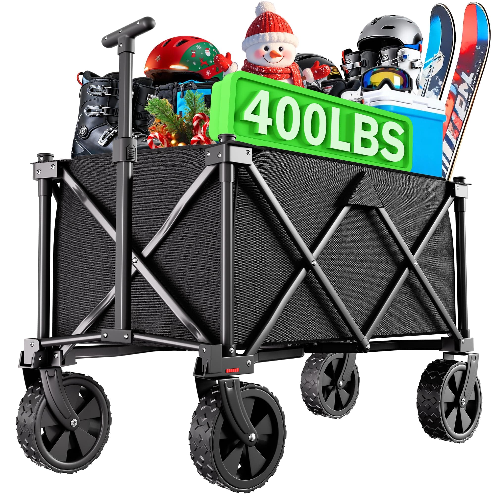 BEAU JARDIN Wagon cart, Alloy steel polyester, Dark Black, 49.2" Lx19.7 Wx31.5 H