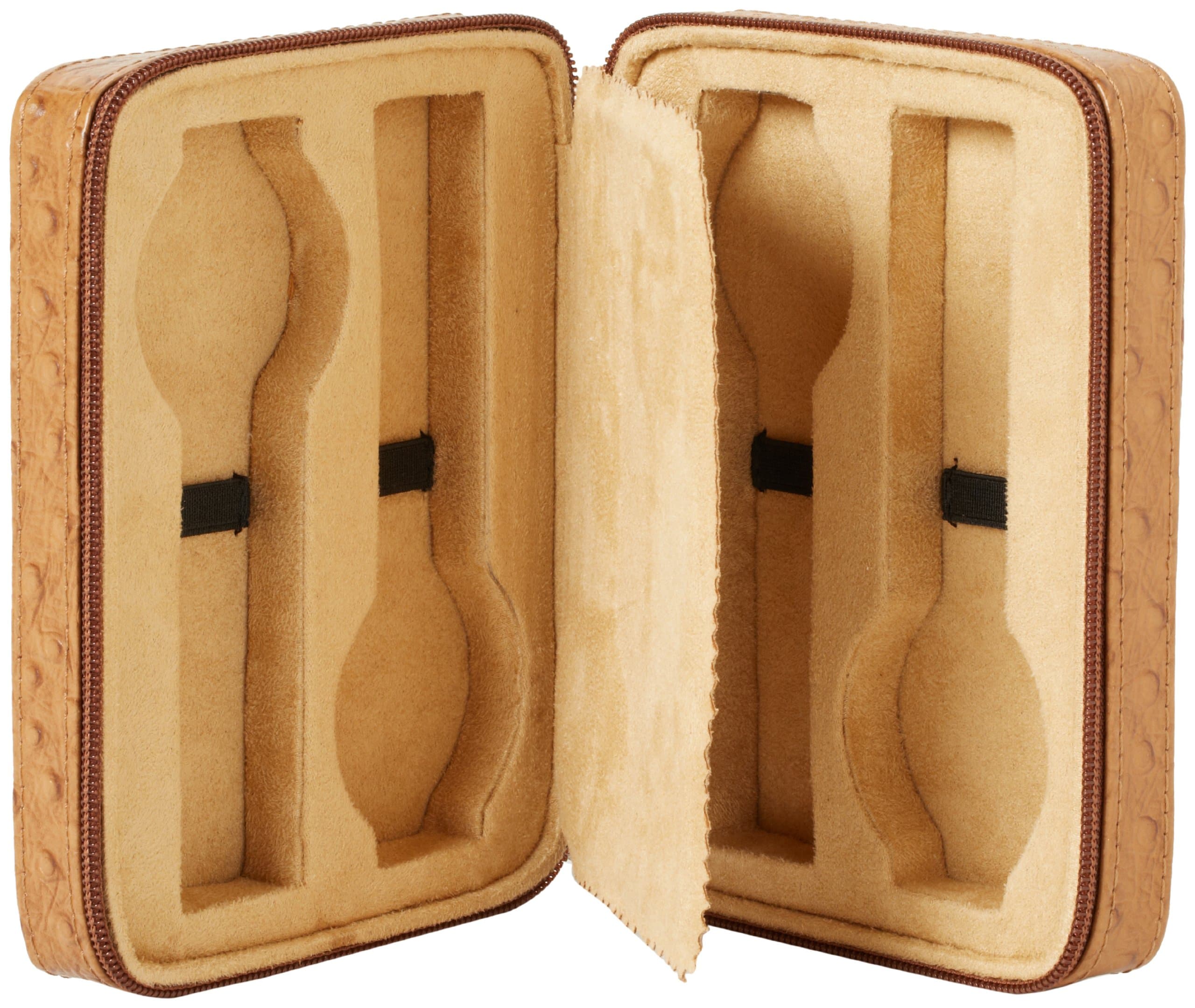 Intica Four Watch Ostrich Print Leather Travel Case