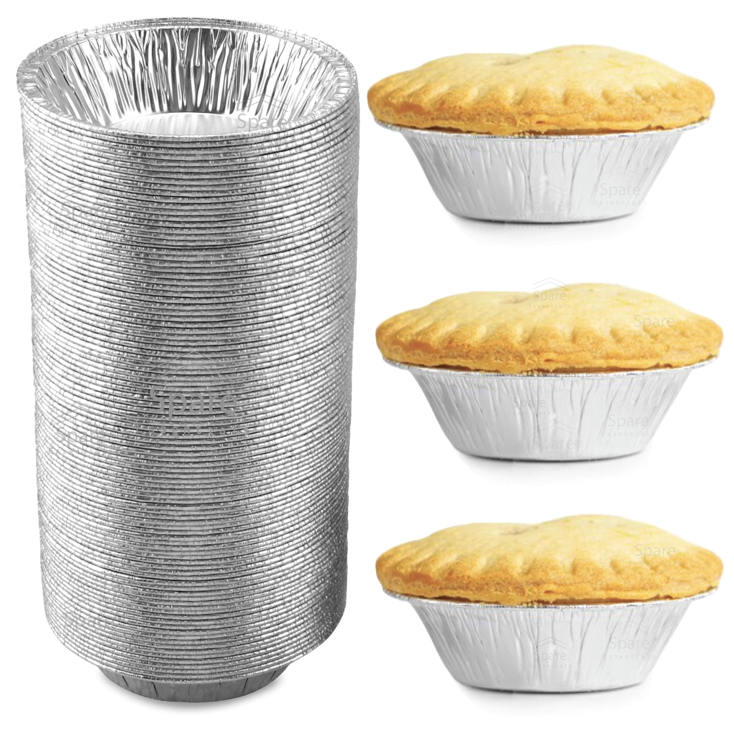 Spare Essentials (120 Pack) 5" Aluminum Pie Pans 5 Inch, Mini Pie Tins Disposable, 5 Inch Aluminum Foil Pie - Individual Pie Pans perfect for Baking, Storing & Reheating Pot Pies Small Pie Tins