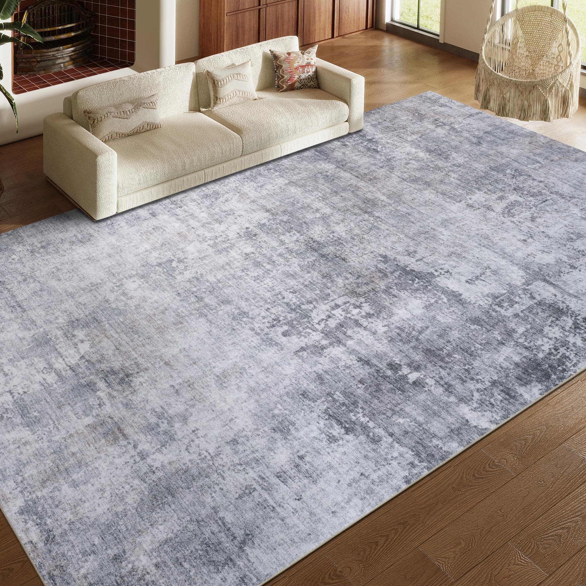 HOMBYS 12x15ft Large Modern Area Rug for Living Room, Abstract Floor Carpet with Non-Slip Backing for Indoor Office Dining Room, Boho Home Deco Non-Shedding