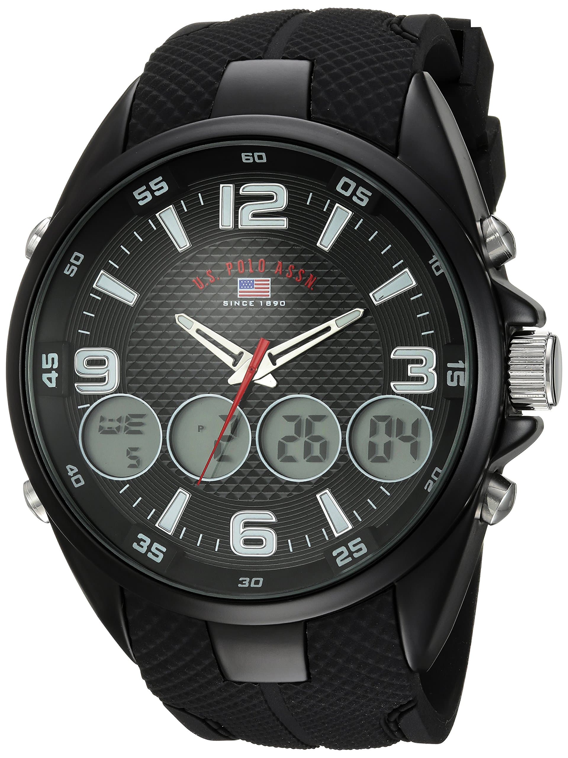 MEN'S BLACK STRAP ANA DIGI SPORTS WATCH