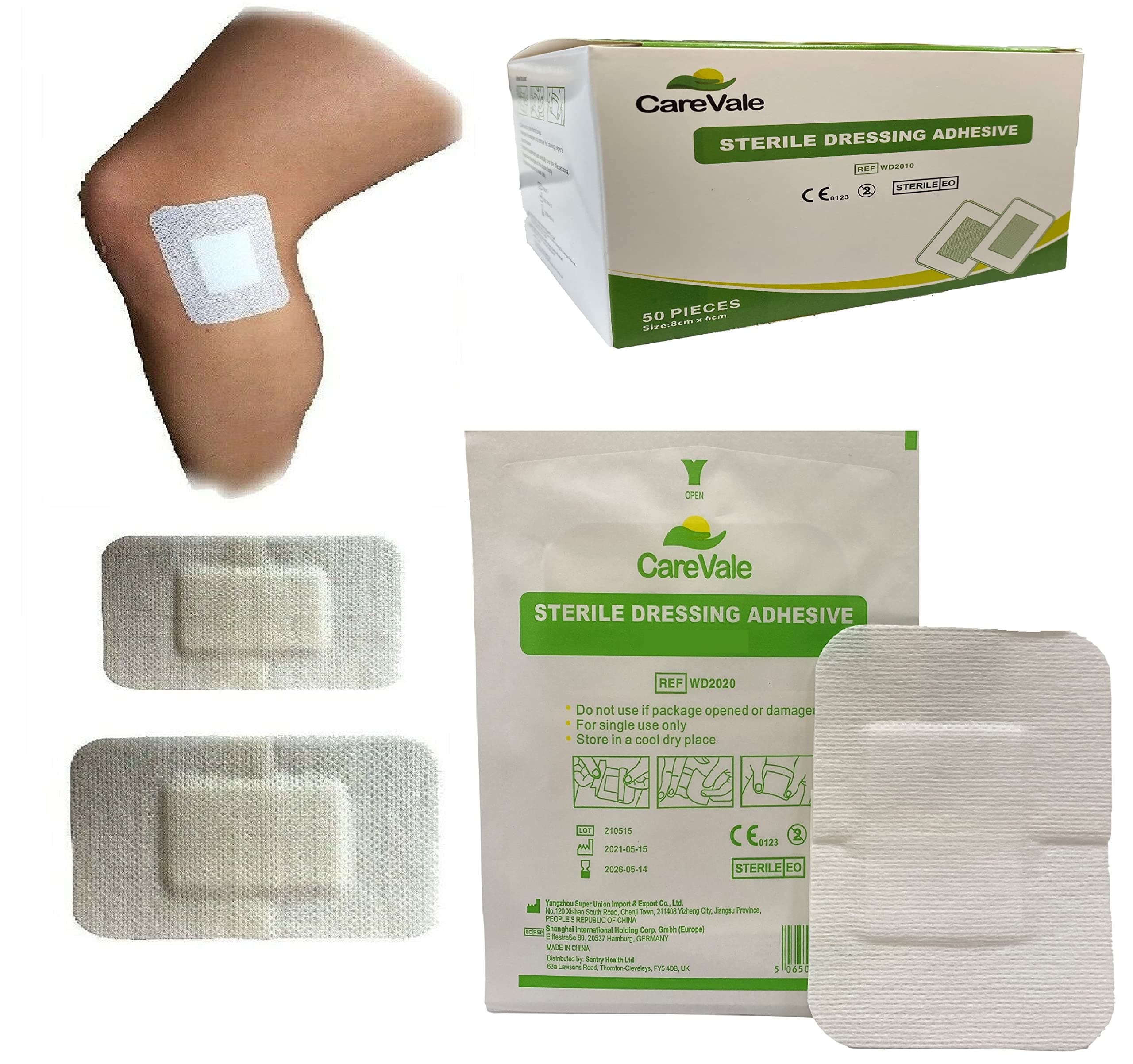 Adhesive Sterile Dressings - First Aid Plasters Cuts & Wounds, Burns (10 X 8 CMS Box of 50)