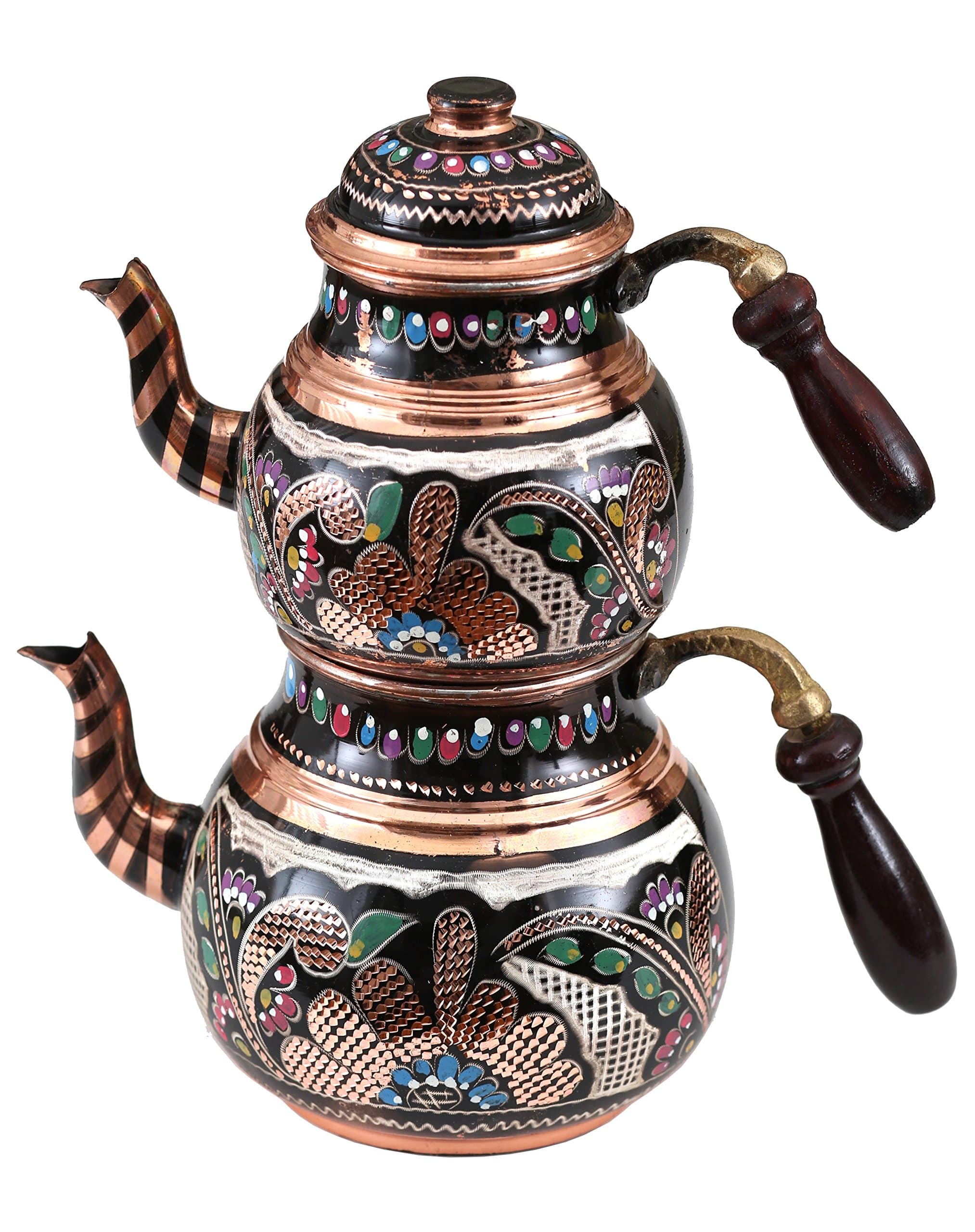 Handcrafted Copper Turkish Teapot, Traditional Turkish Arabic Tea Maker, 96oz (Set of 2)