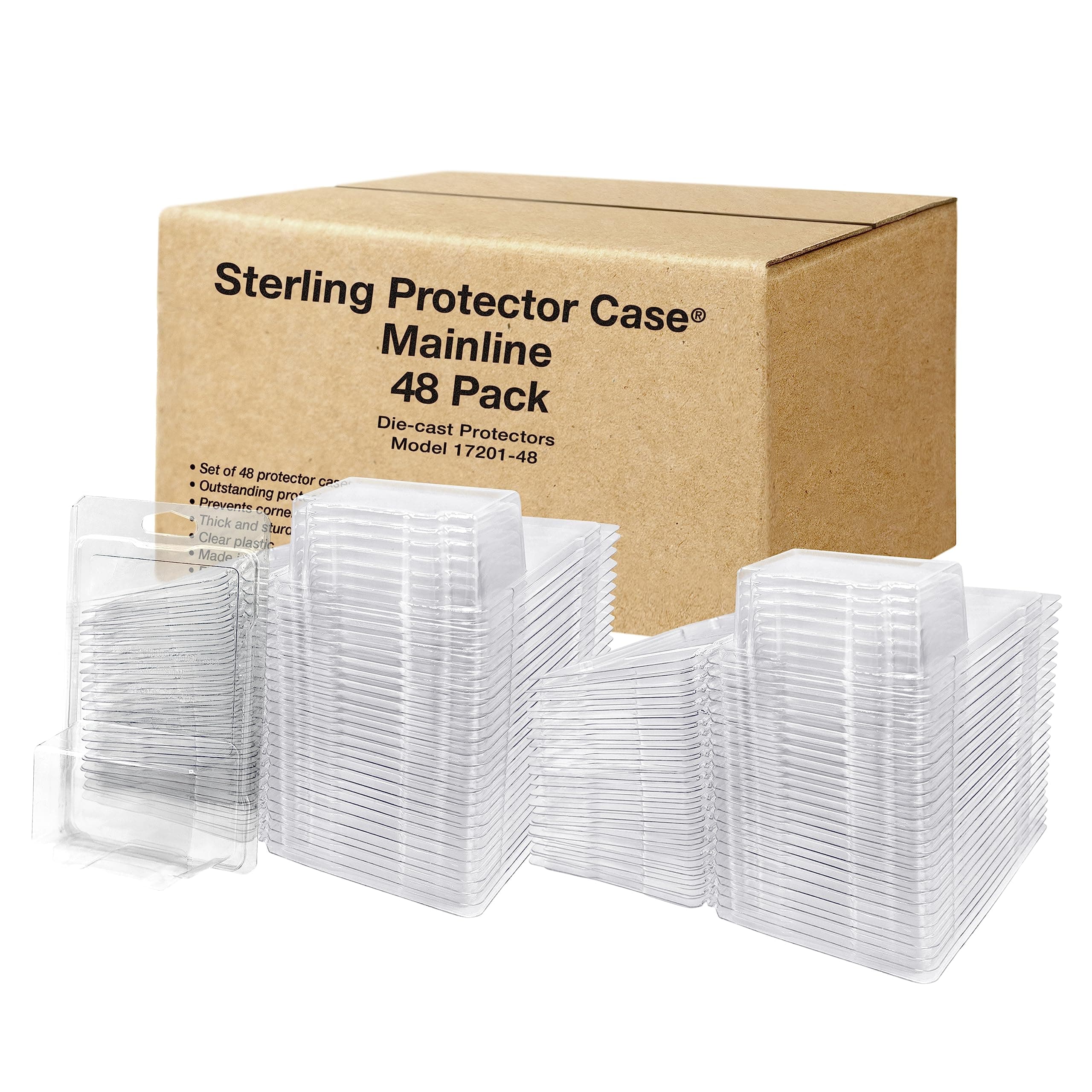 Sterling Protector Case Model 17201 Mainline 48 Pack for Hot Wheels & Matchbox Diecast, Fits Card Size 6.5 x 4.25 inches Durable Acid-Free Clear Storage Clamshell