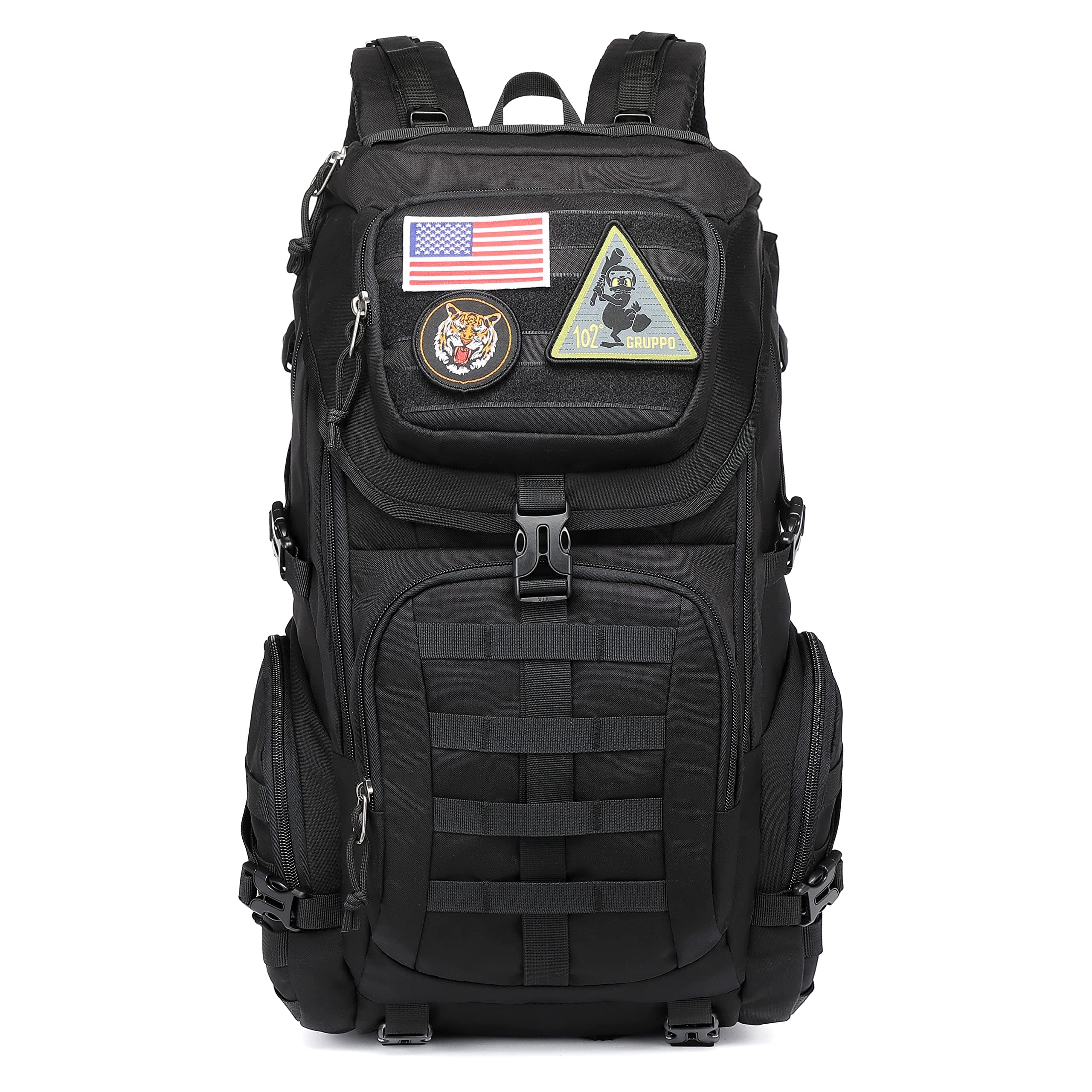 Wotony military tactical backpack nylon military MOLLE backpack 3-day Assault bag 27L backpack for men, used for outdoor hiking, camping and hunting (All black)