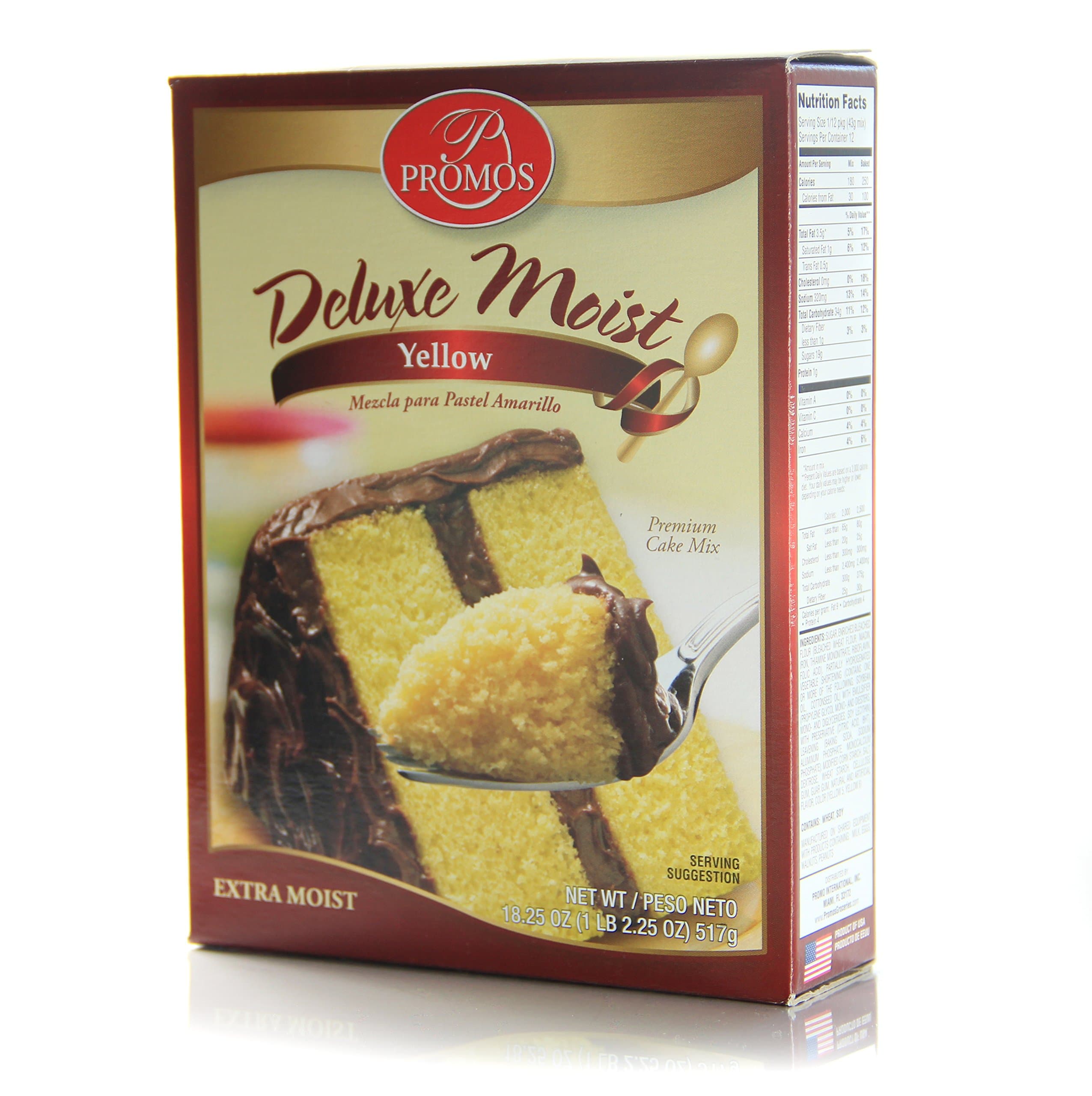 PROMOS DELUXE MOIST YELLOW CAKE MIX 18.25oz. (12 in a case).