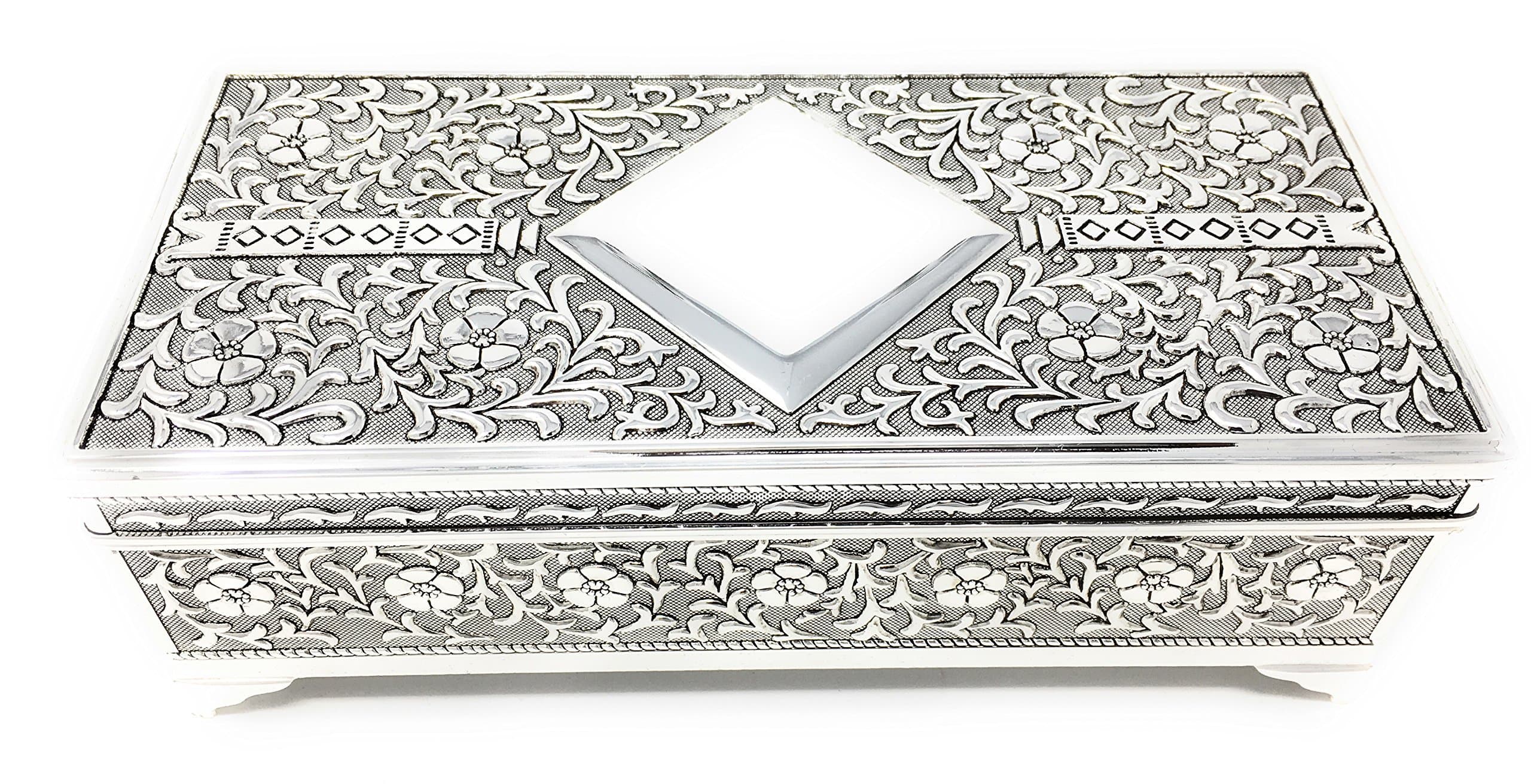 WID Silver Plated Antique Style Trinket or Jewellery Box